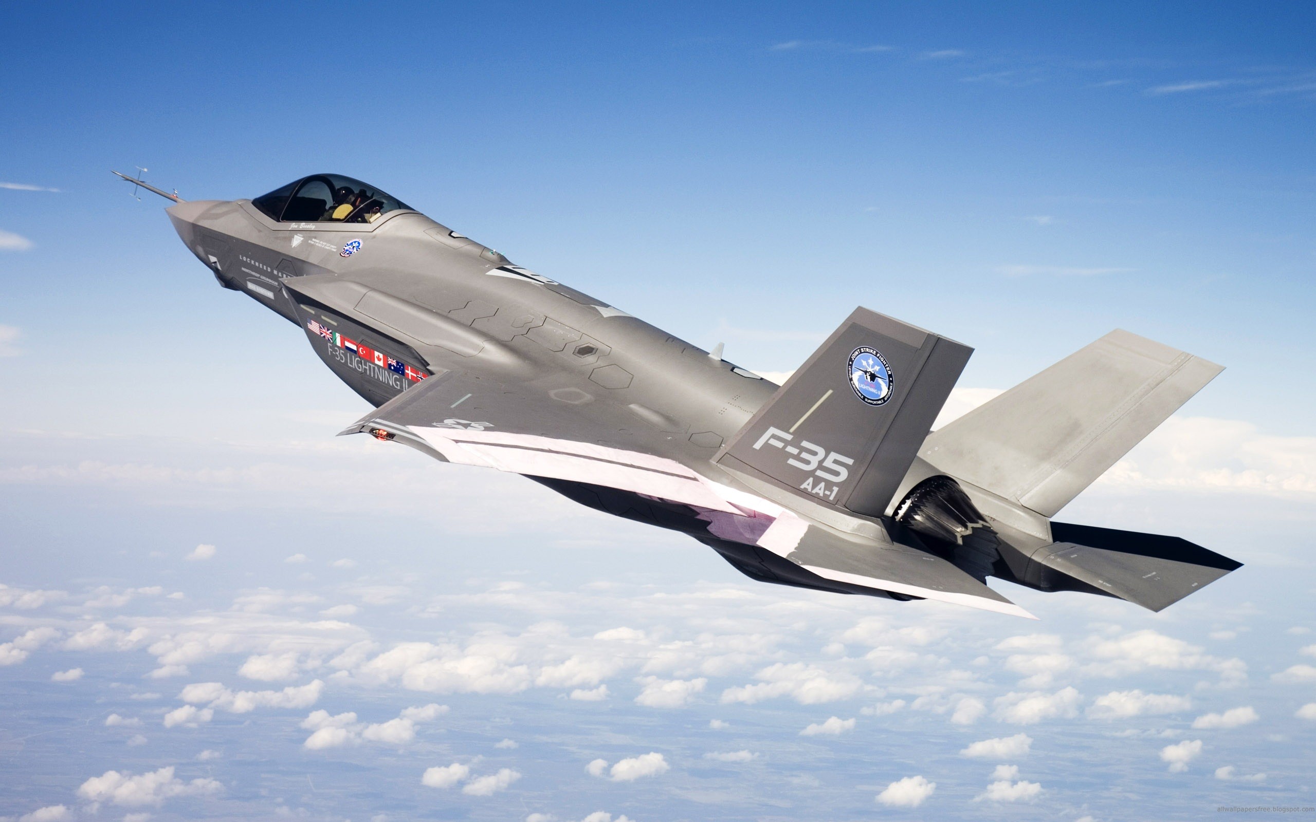 General 2560x1600 Lockheed Martin F-35 Lightning II military aircraft flying American aircraft clouds US Air Force sky pilot