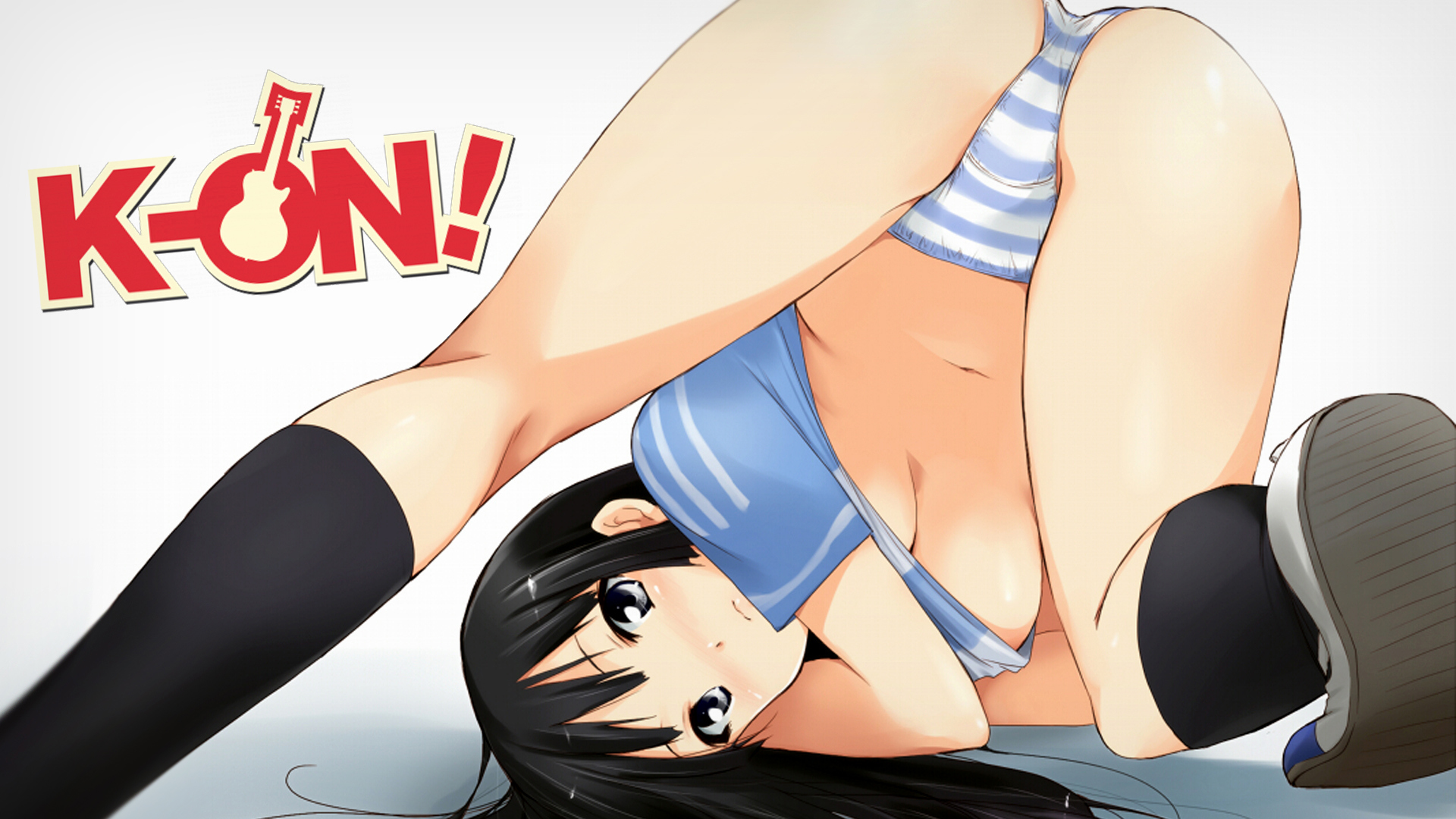 Anime 1920x1080 K-ON! Akiyama Mio underboob manga anime striped panties