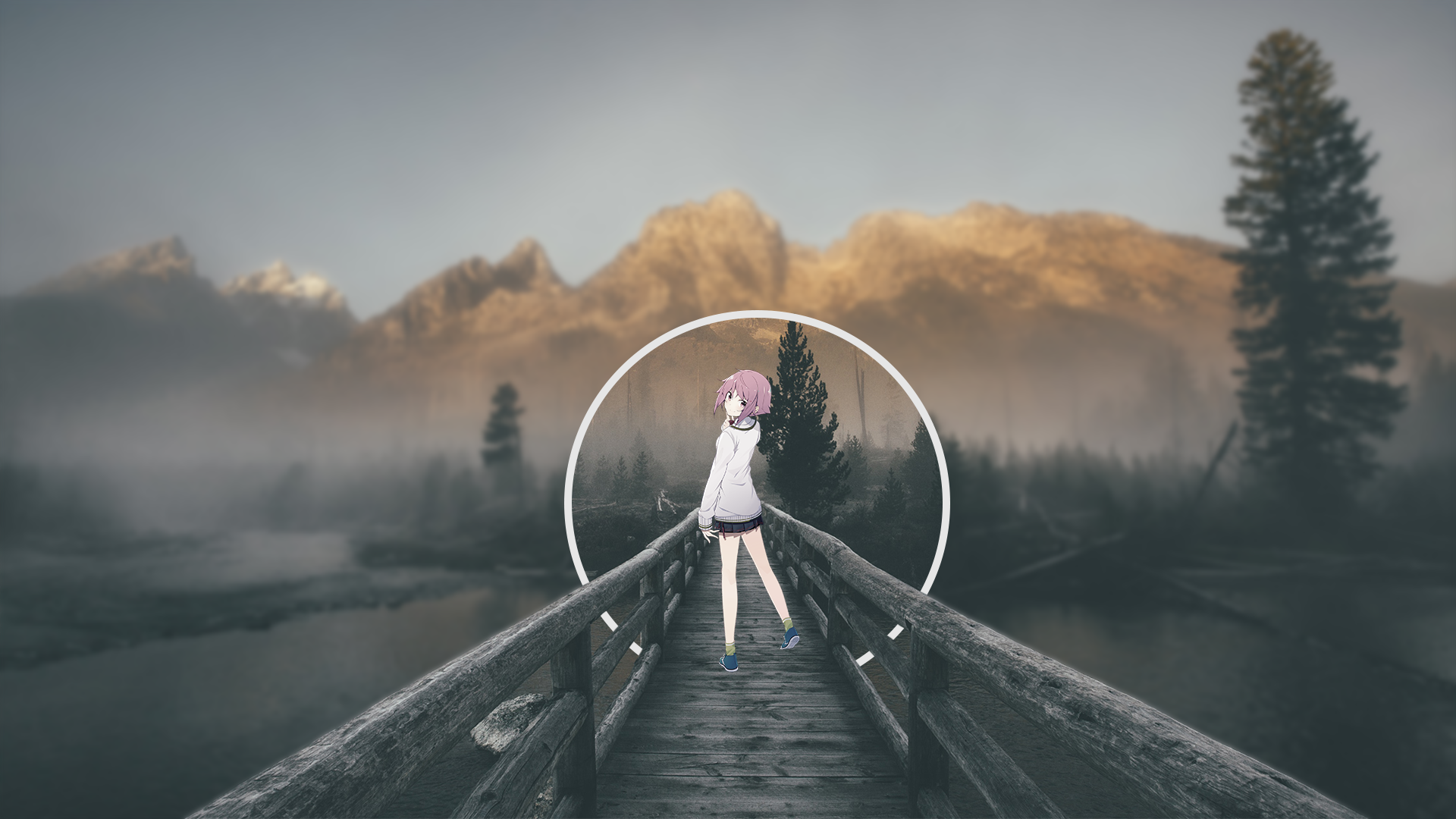 Anime 1920x1080 anime girls anime nature blurred desaturated