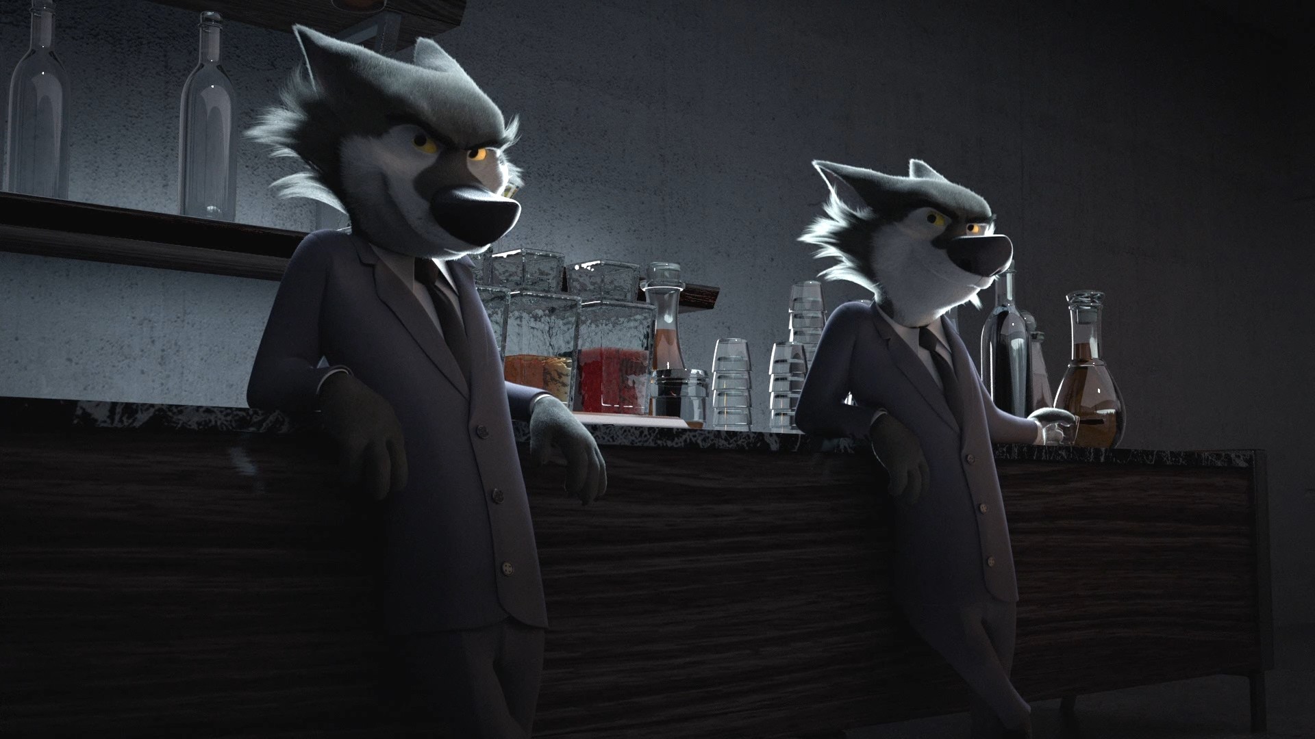 General 1920x1080 wolf Anthro animals CGI cartoon movies suits clothing tie gangster screen shot Rock Dog cigars