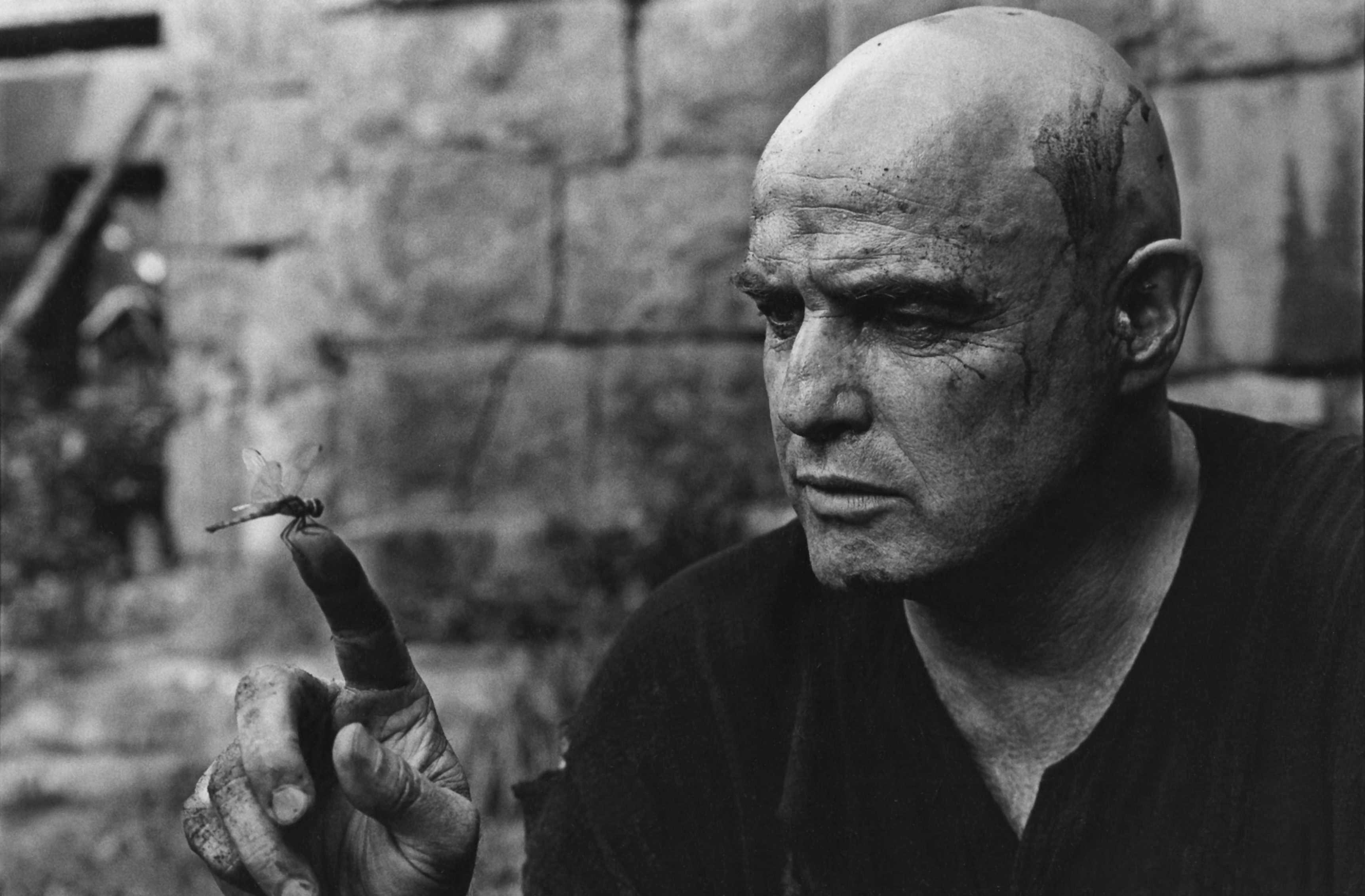 People 3447x2263 dragonflies monochrome shaved head photography Marlon Brando Apocalypse Now Francis Ford Coppola movies men