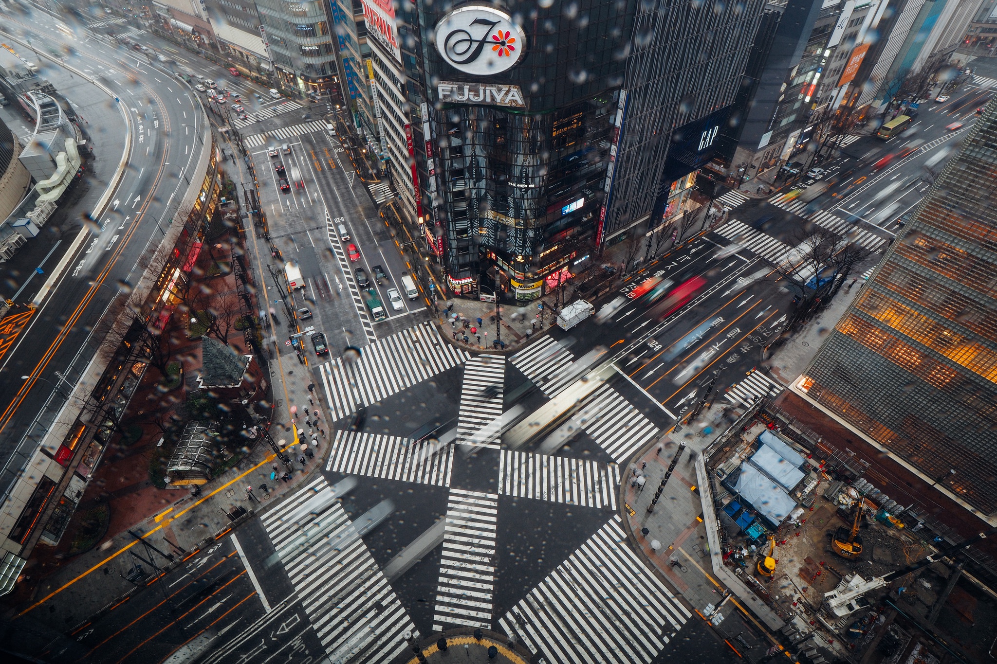 General 2048x1365 aerial view long exposure Asia cityscape traffic intersections crosswalk Japan city