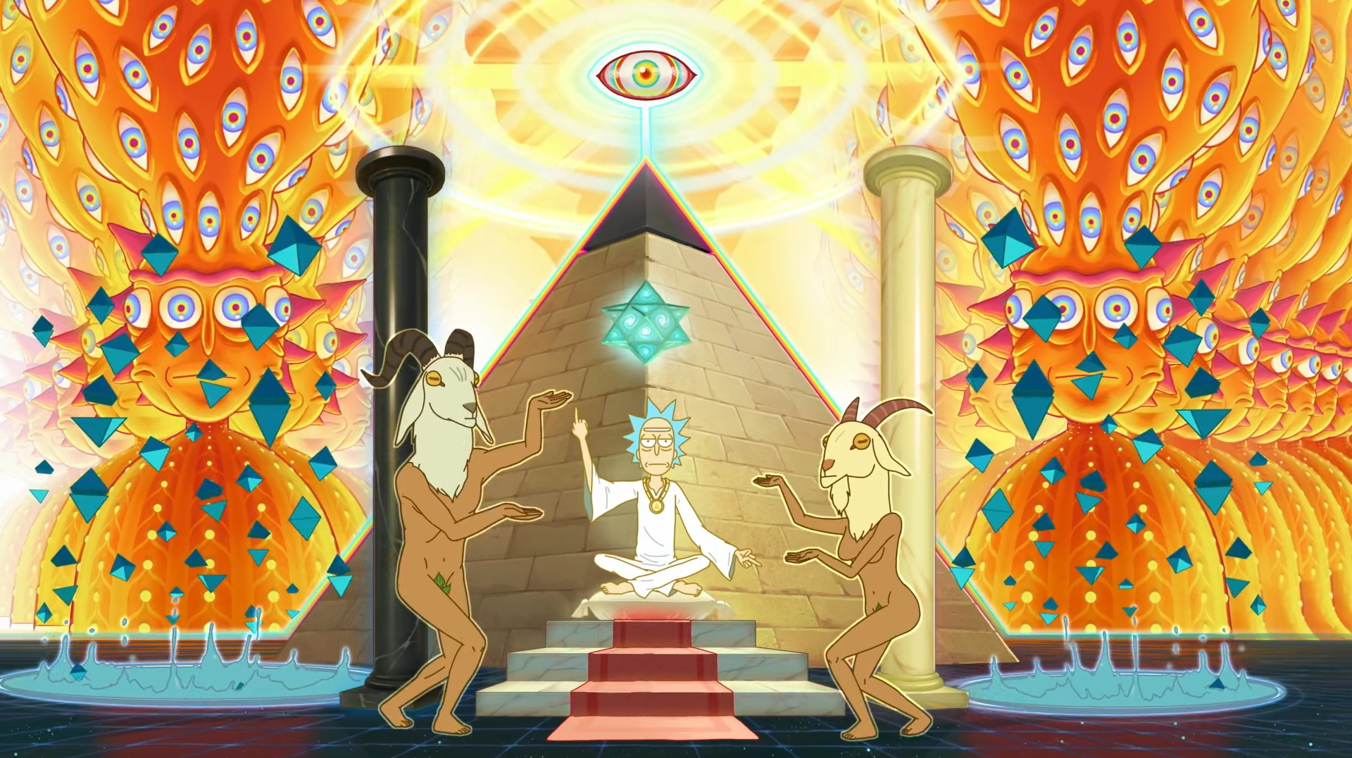 General 1920x1076 Rick and Morty psychedelic strategic covering pyramid cartoon