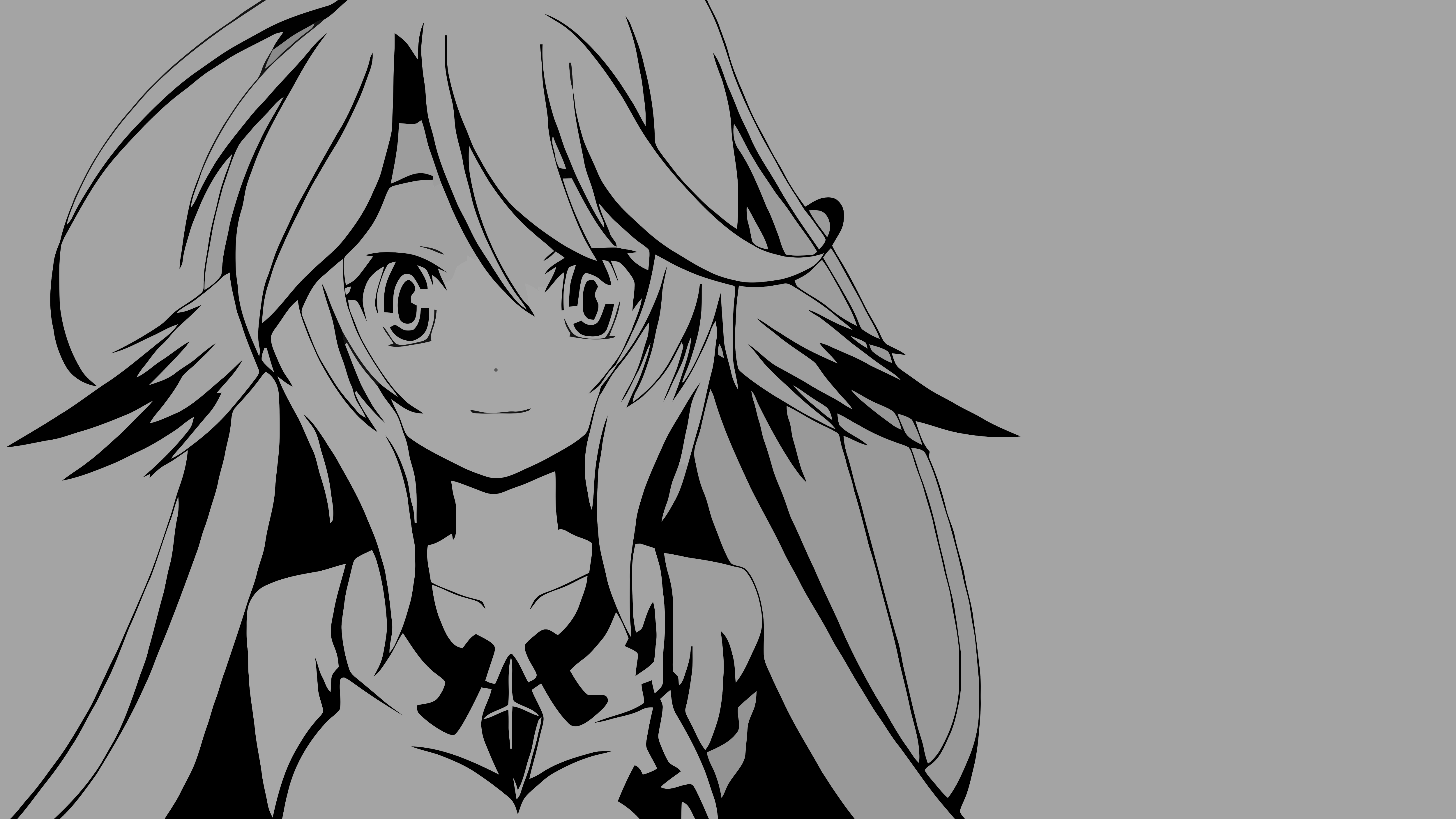 Anime 5000x2813 anime girls Jibril No Game No Life simple background monochrome gray background looking at viewer