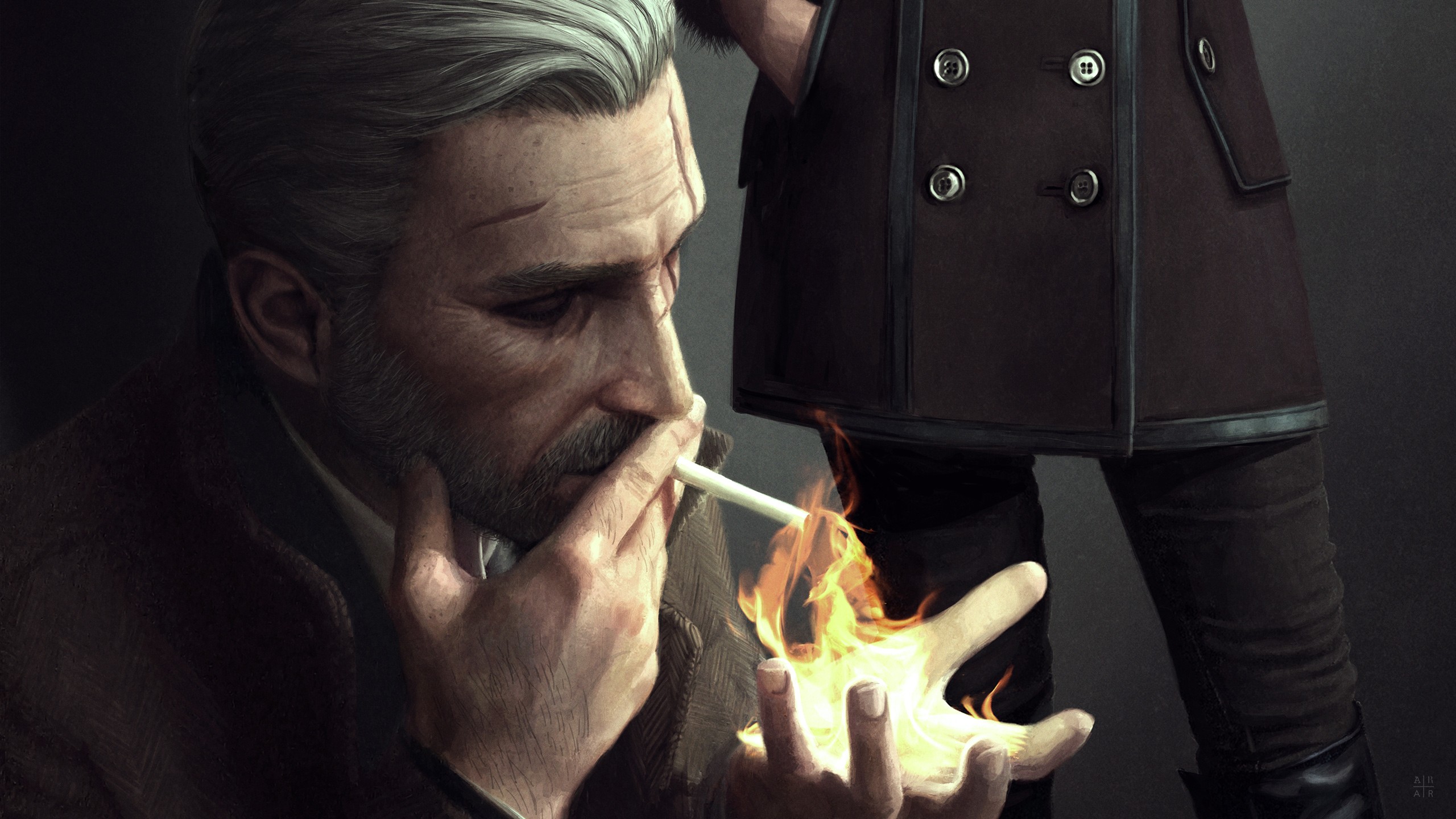 General 2560x1440 fire Geralt of Rivia The Witcher