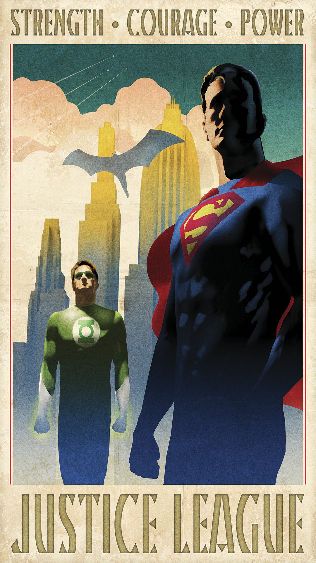 General 1080x1920 Justice League men Batman logo Superman Green Lantern vintage banner superhero DC Comics The Flash