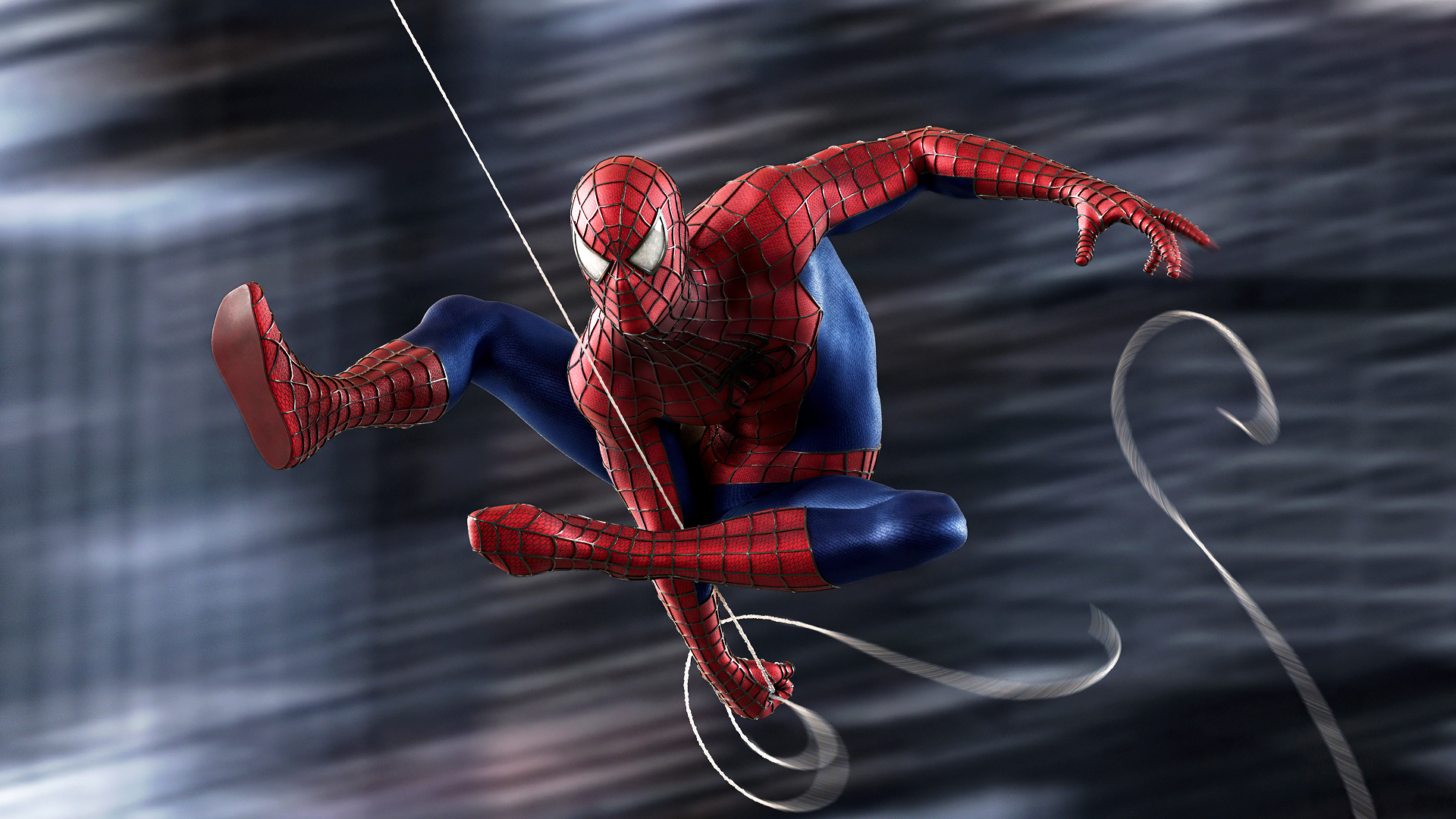 General 1920x1080 Spider-Man Remastered spiderwebs Marvel Comics superhero costumes digital art Spider-Man motion blur blurred bodysuit video games