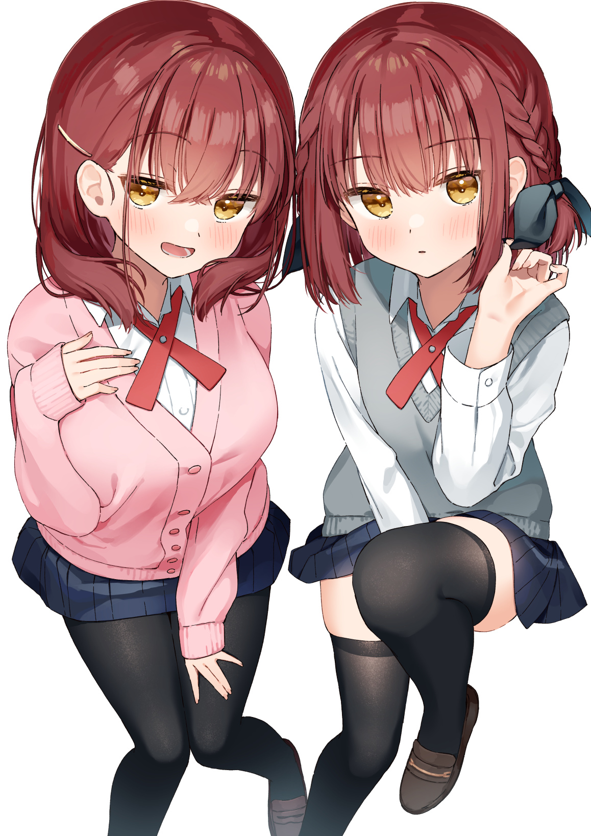 Anime 1158x1637 anime anime girls original characters twins two women artwork digital art fan art school uniform