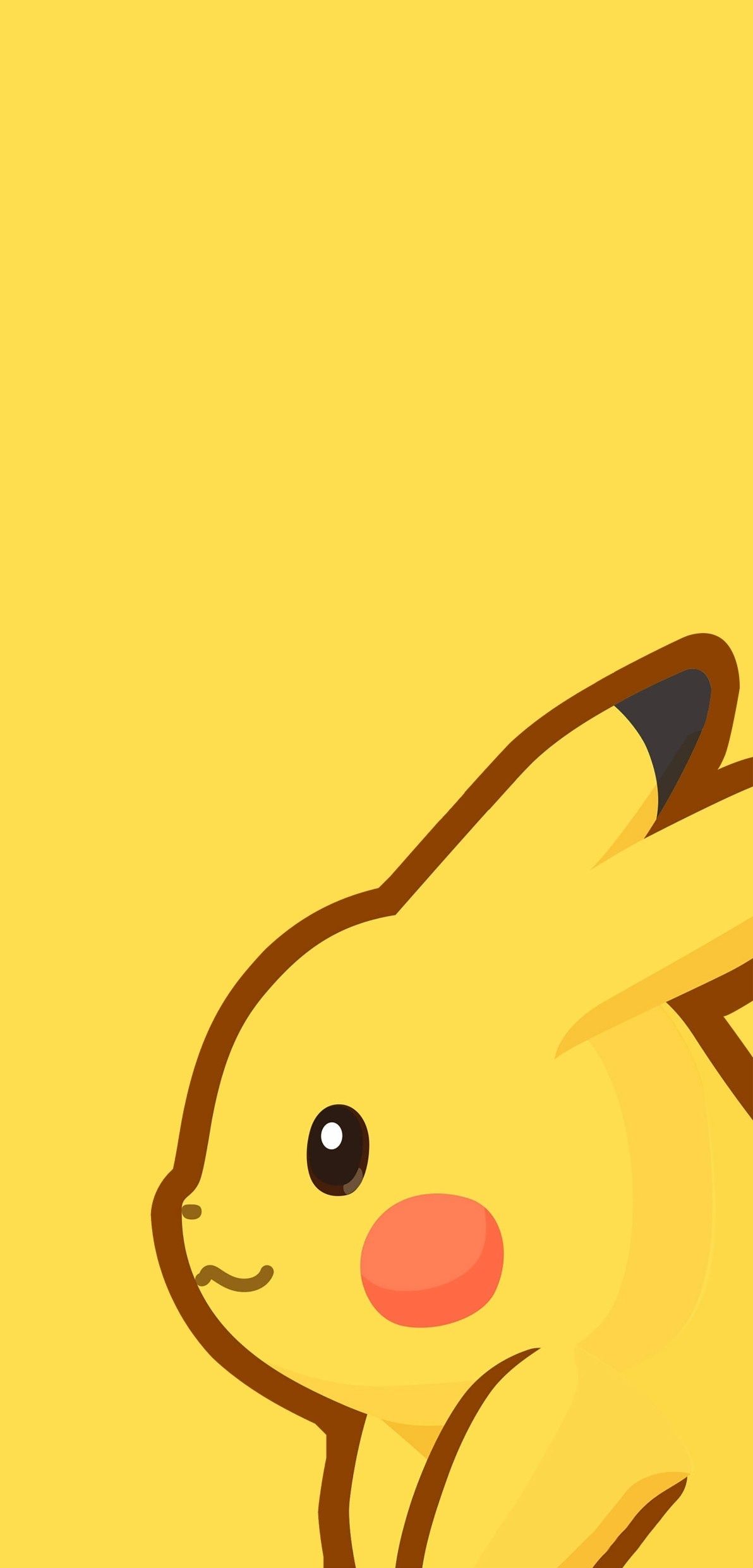 Anime 1192x2482 Pokémon Pikachu yellow background anime simple background vertical minimalism