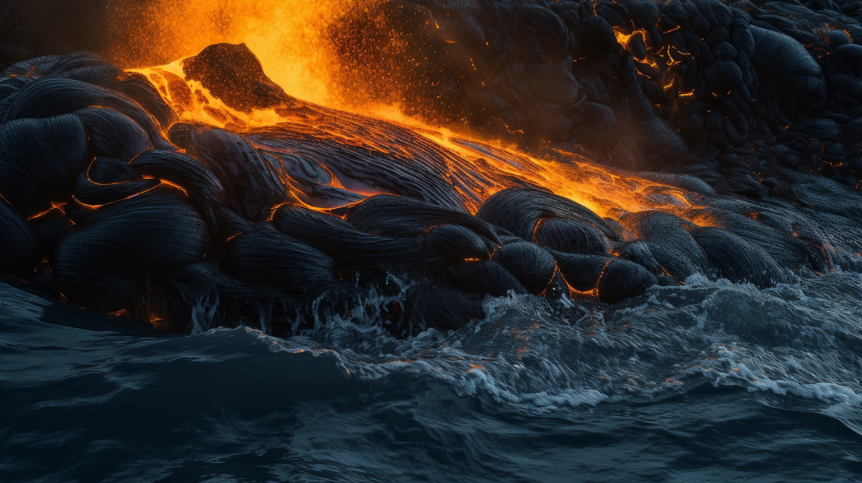 General 2912x1632 AI art lava sea nature water waves