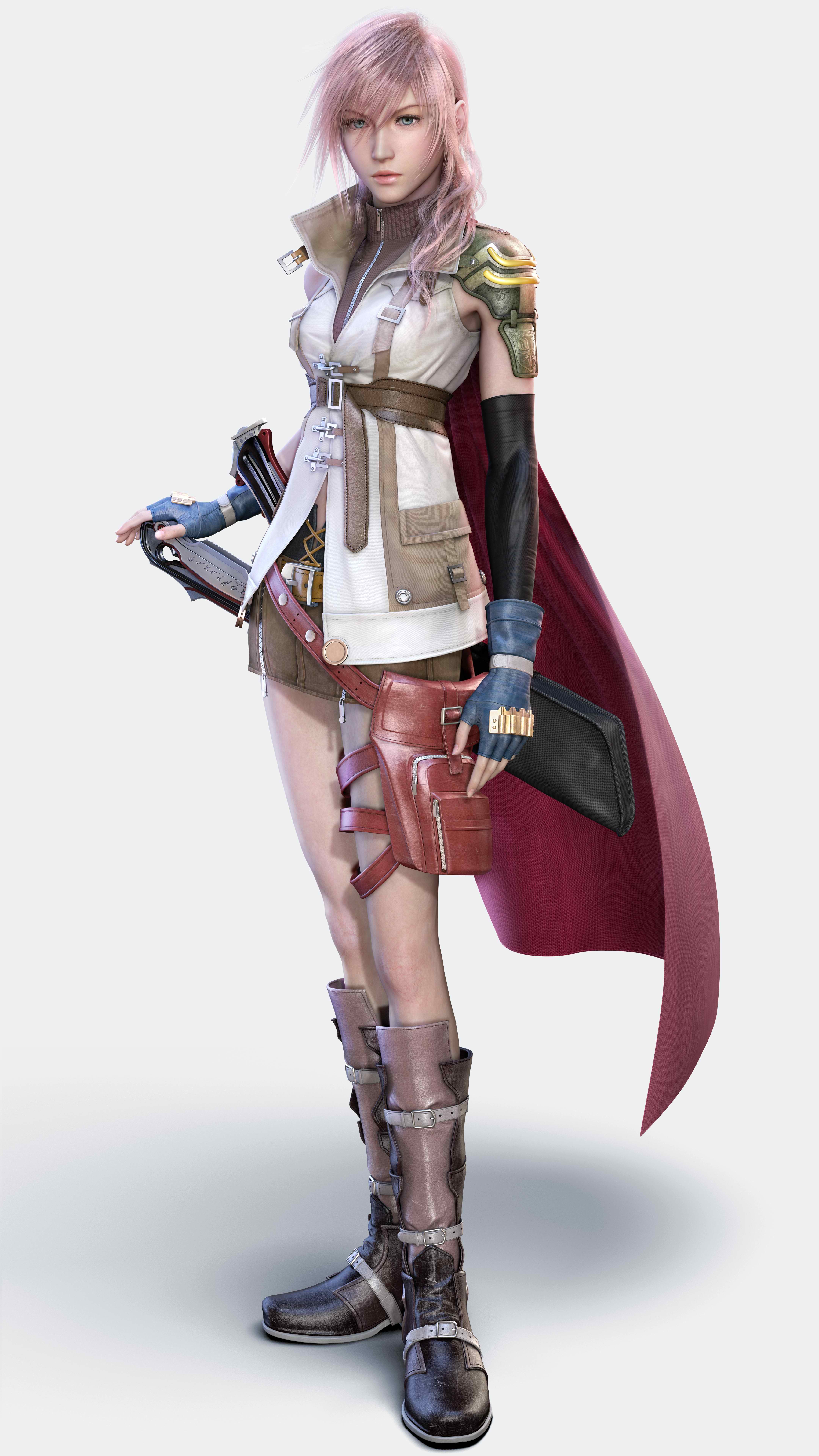 General 4320x7680 Final Fantasy XIII Claire Farron portrait display video games gloves fingerless gloves simple background white background minimalism video game girls video game characters