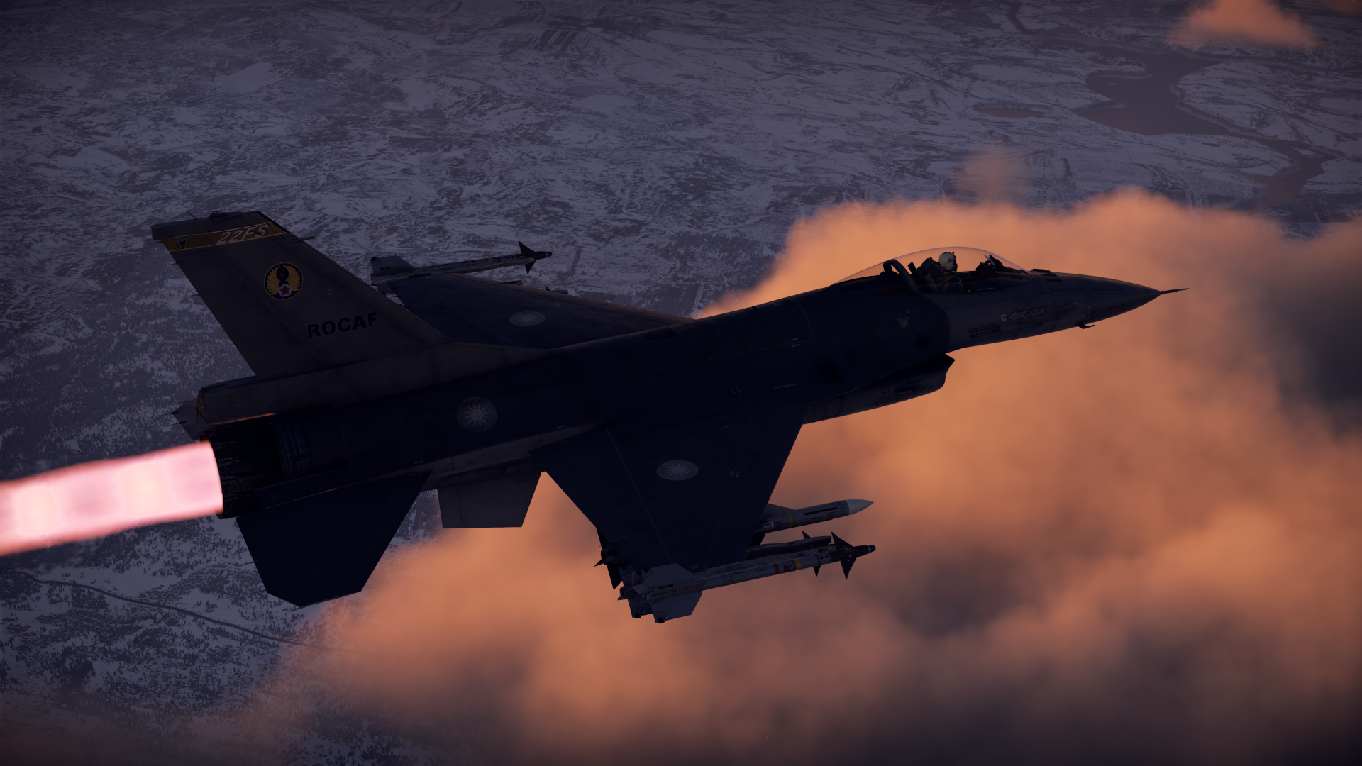 General 1920x1080 War Thunder General Dynamics F-16 Fighting Falcon Taiwanese Air Force jet fighter airplane sunset video games clouds sky CGI sunset glow aircraft screen shot afterburner