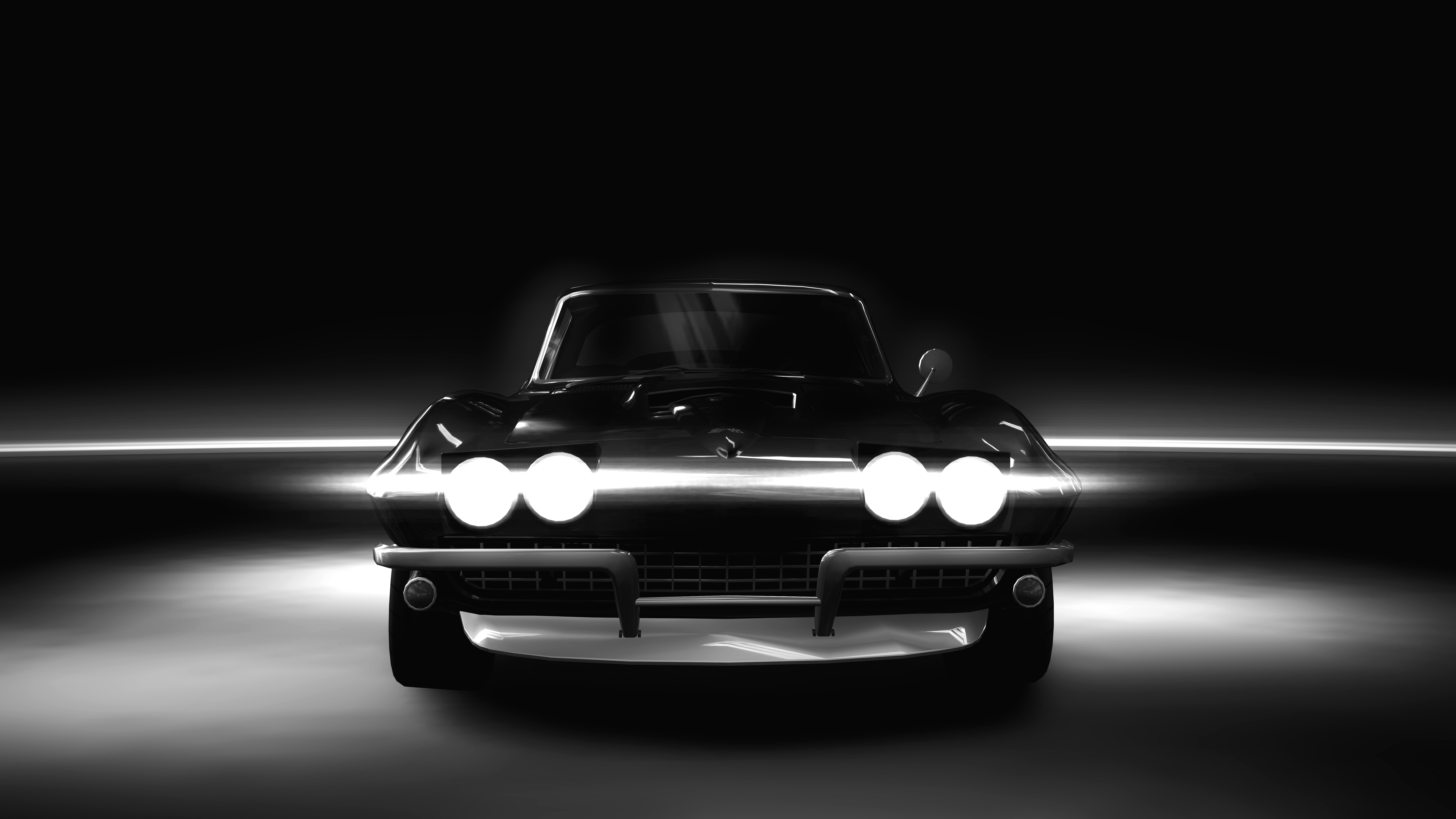 General 7200x4050 Need for Speed Need for Speed: World video games car muscle cars classic car Chevrolet Corvette C2 frontal view headlights pop-up headlights monochrome Corvette simple background minimalism vehicle