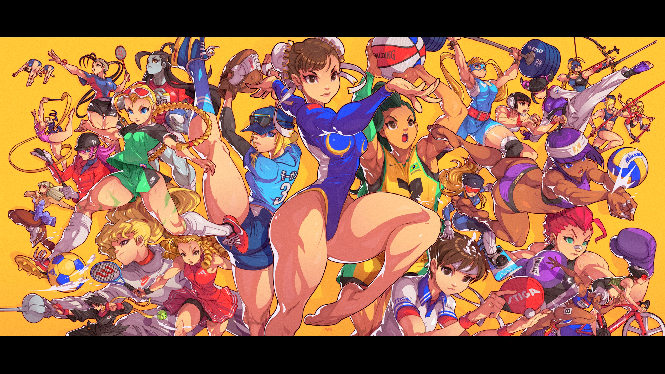Anime 2560x1440 Street Fighter Street Fighter II - The World Warrior Street Fighter 3RD Strike Street Fighter Alpha Street Fighter IV Street Fighter V Street Fighter VI Chun-Li Capcom sakura (street fighter) Rainbow Mika Cammy White Ibuki (Street Fighter) sports bra sport boxing gloves bicycle volleyball volleyball player beach volleyball Han Juri weightlifting Fighting Games video games video game girls skateboard skateboarding gymnast gymnastics baseball baseball cap swimmer olympic Olympic Games bright