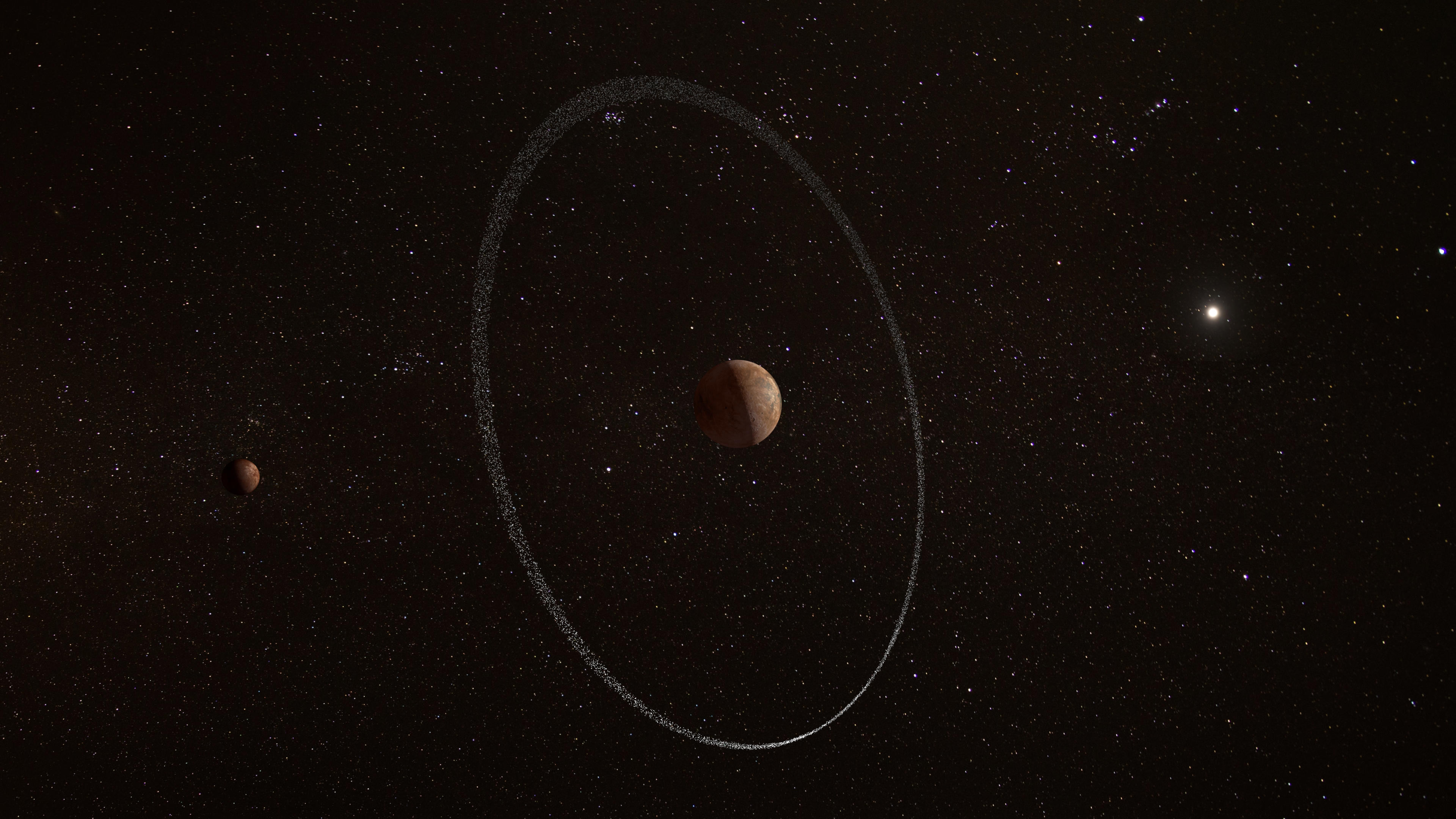 General 3840x2160 ESA planet space stars digital art Quaoar planetary rings Weywot minimalism simple background