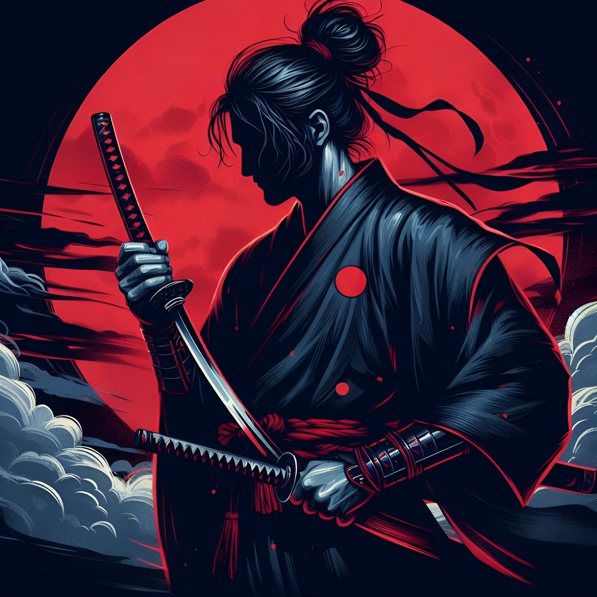 General 2000x2000 AI art samurai digital art logo bloodmoon katana kimono assassins 