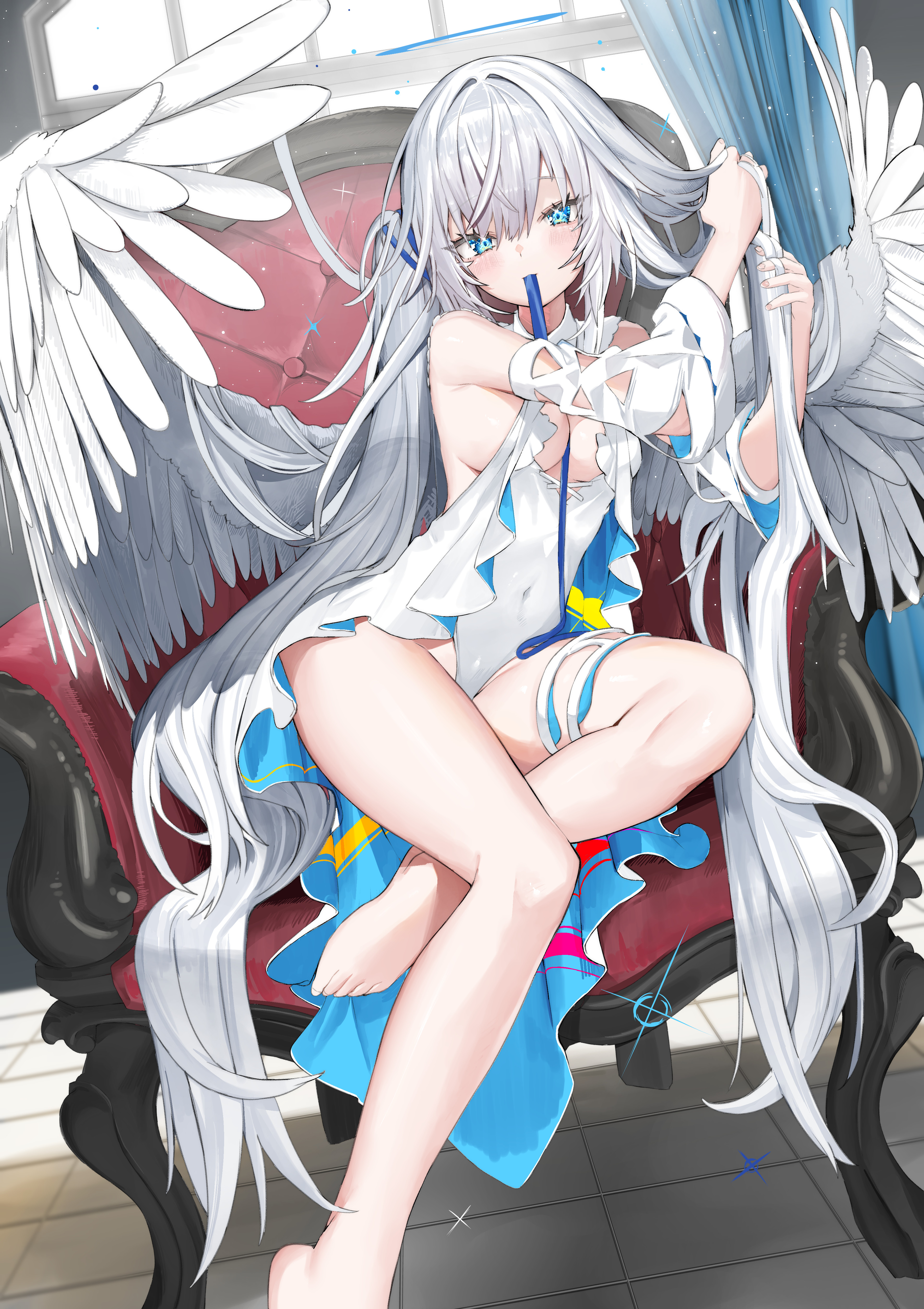 Anime 3541x5016 anime anime girls wings no bra leotard Kamioka Shun'ya angel