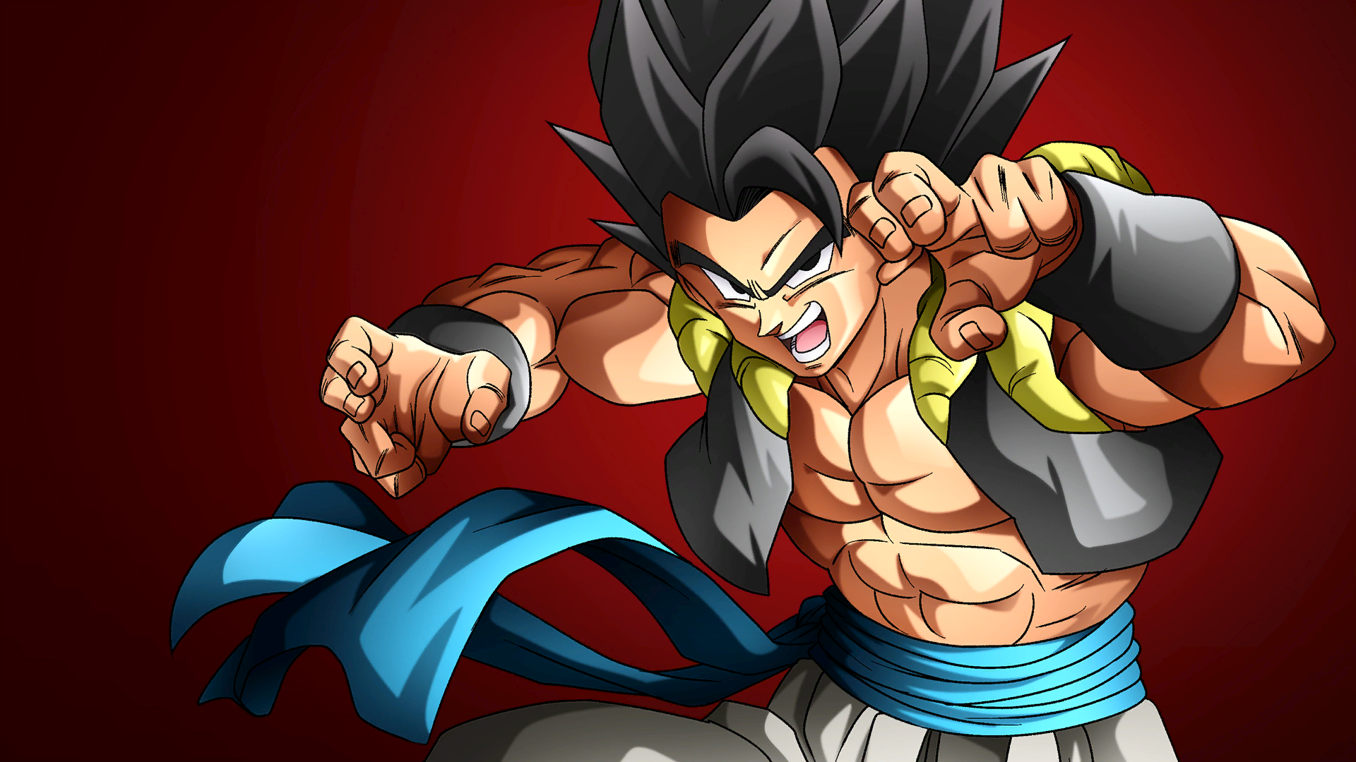 Anime 1920x1080 Dragon Ball Super Dragon Ball Z minimalism Gogeta muscles looking at viewer simple background anime men
