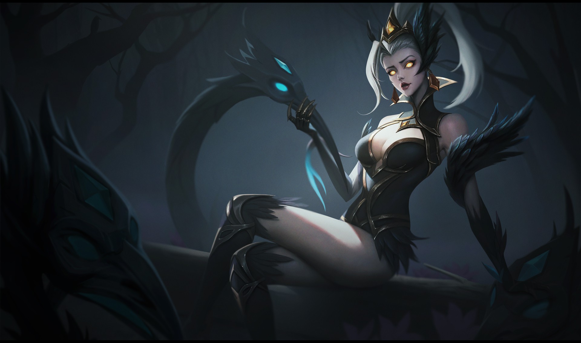 General 1920x1133 Zyra (League of Legends) Riot Games League of Legends video game characters video game girls video games video game art sitting legs crossed long hair glowing eyes