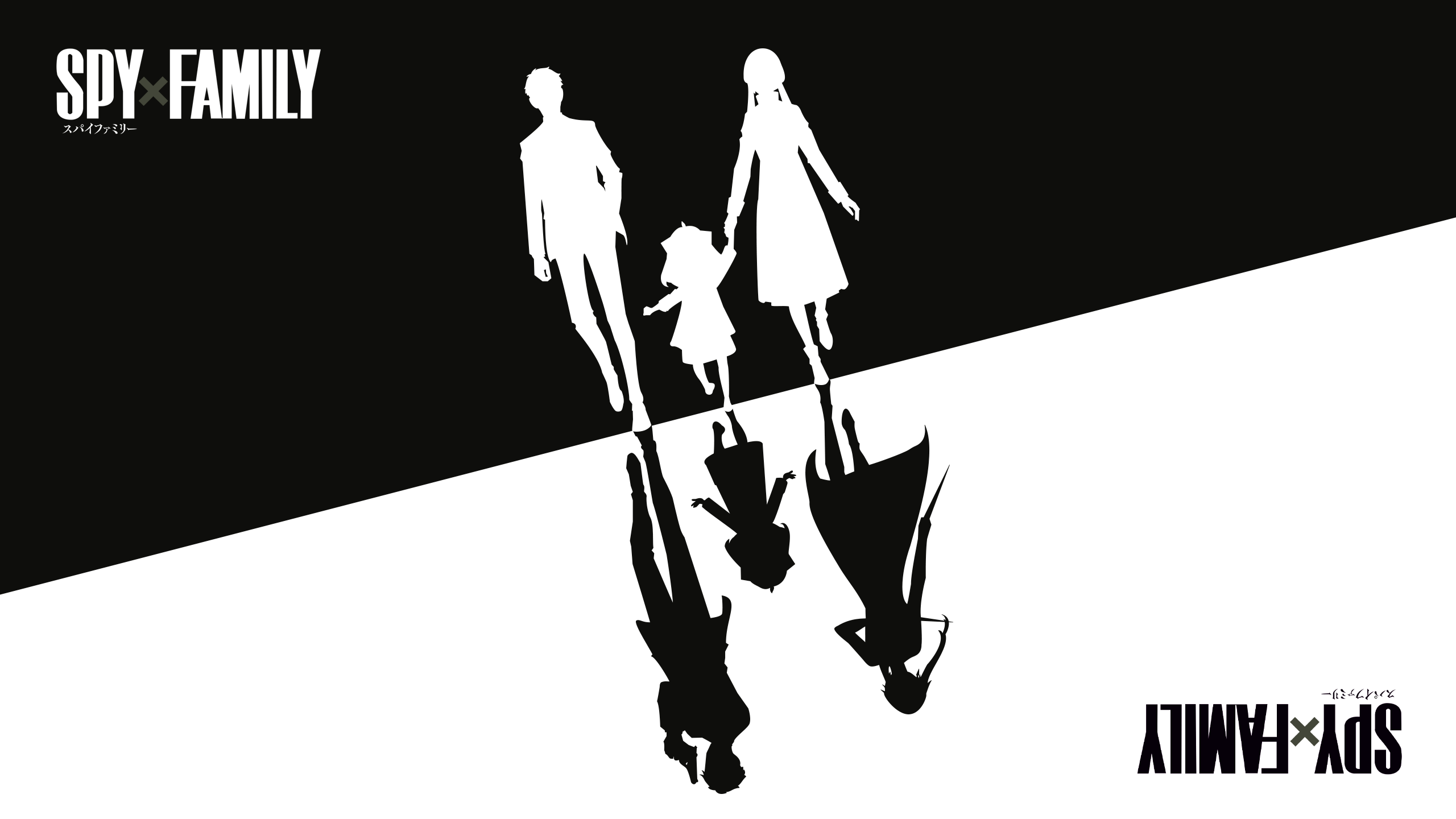 Anime 2560x1440 Spy x Family Loid Forger Anya Forger Yor Forger monochrome simple background minimalism anime girls anime boys silhouette