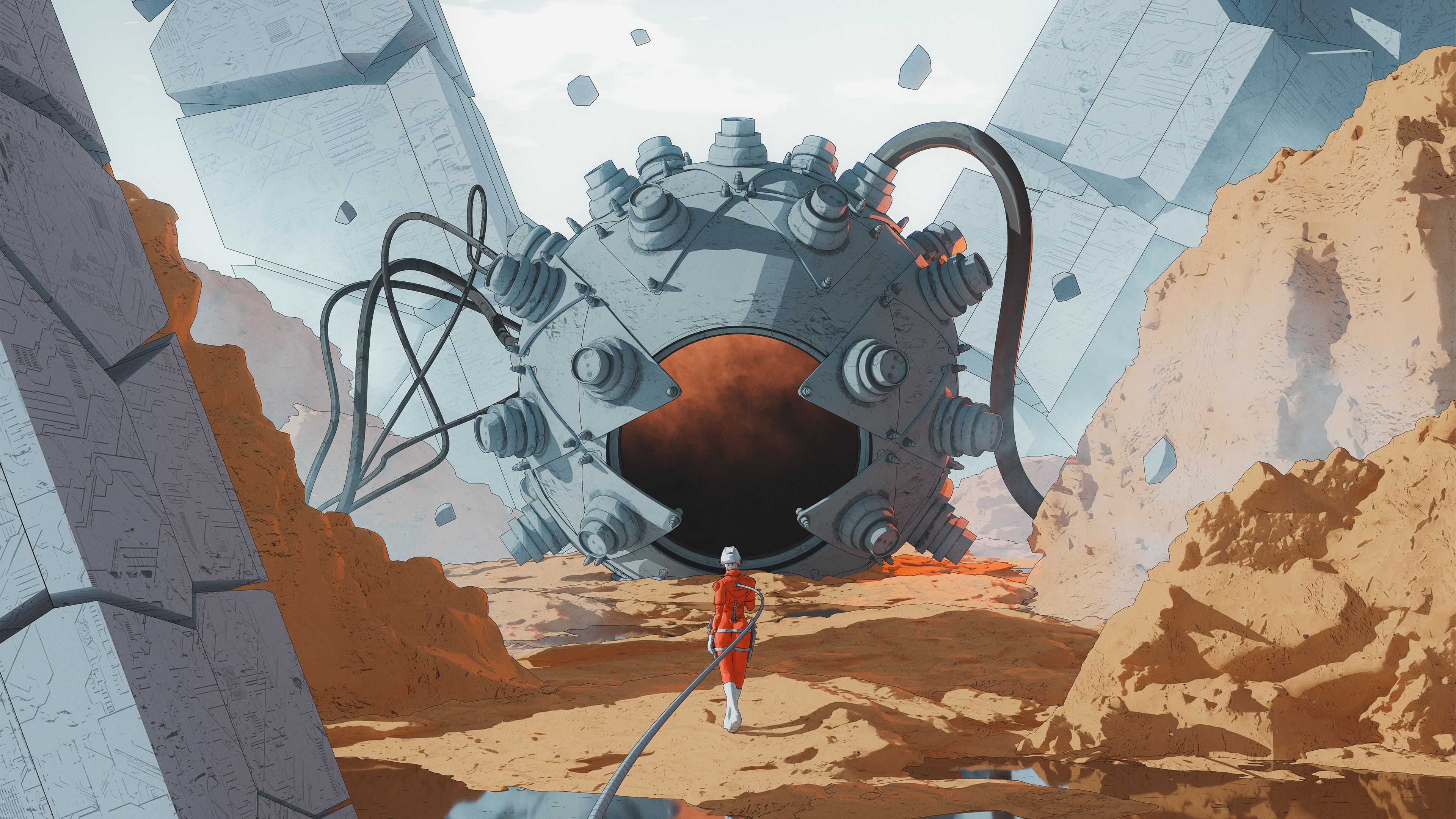 General 3840x2160 digital art artwork illustration sand desert science fiction spacesuit astronaut environment