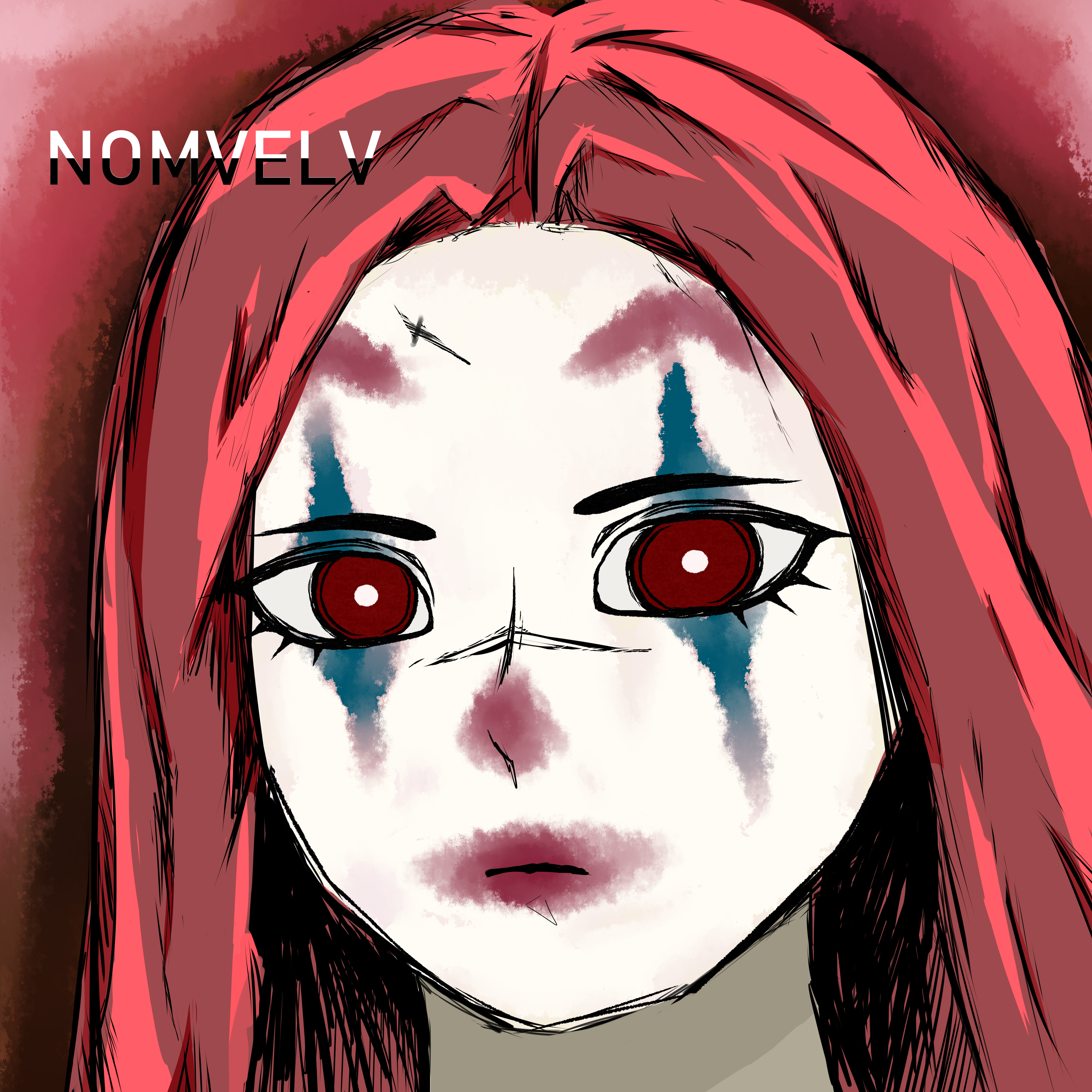 General 4200x4200 clown digital art red nose makeup redhead amateur closeup watermarked Nomvelv looking at viewer