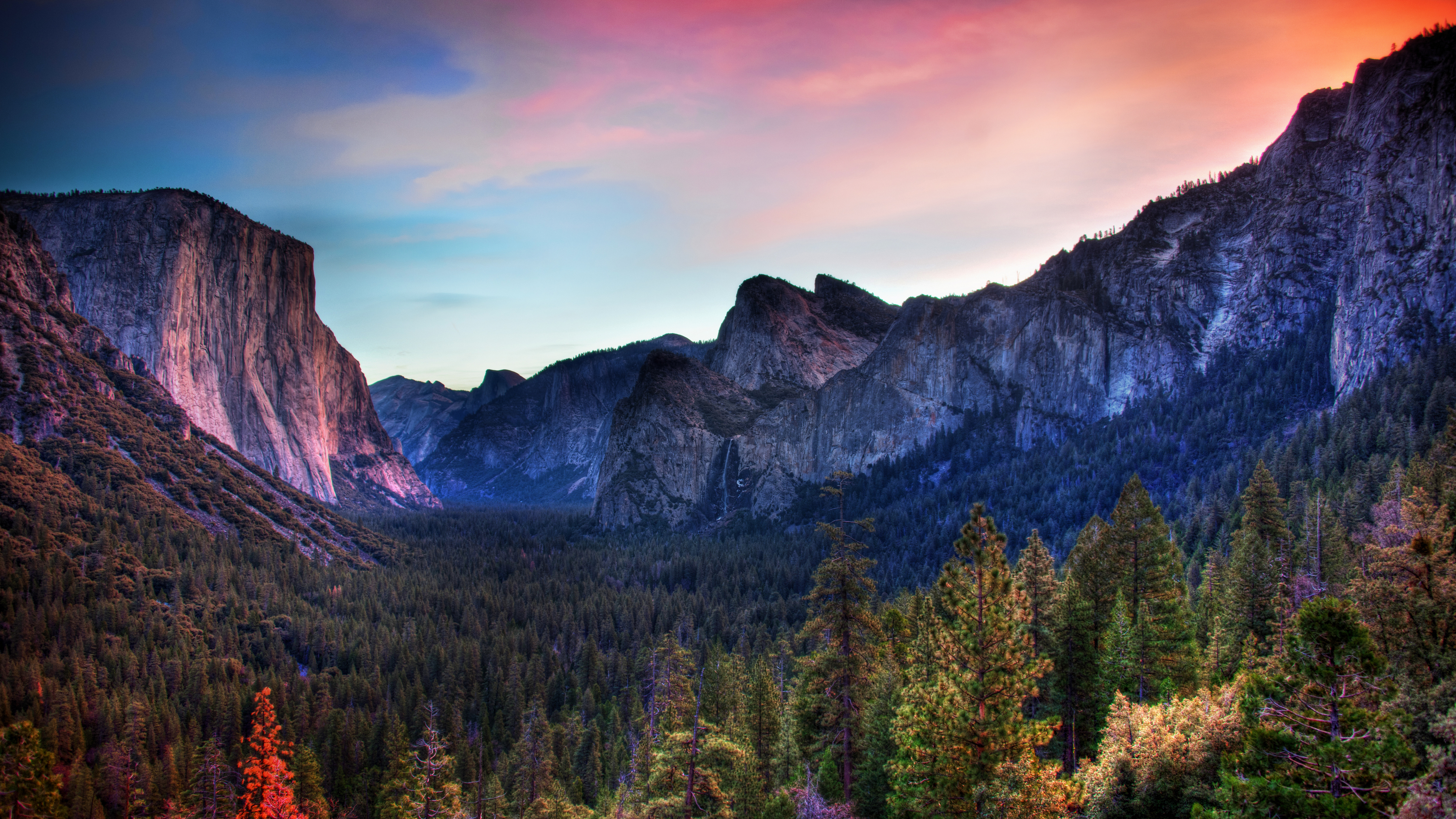General 3840x2160 Trey Ratcliff 4K photography California nature forest mountains sky sunset glow trees Yosemite Valley