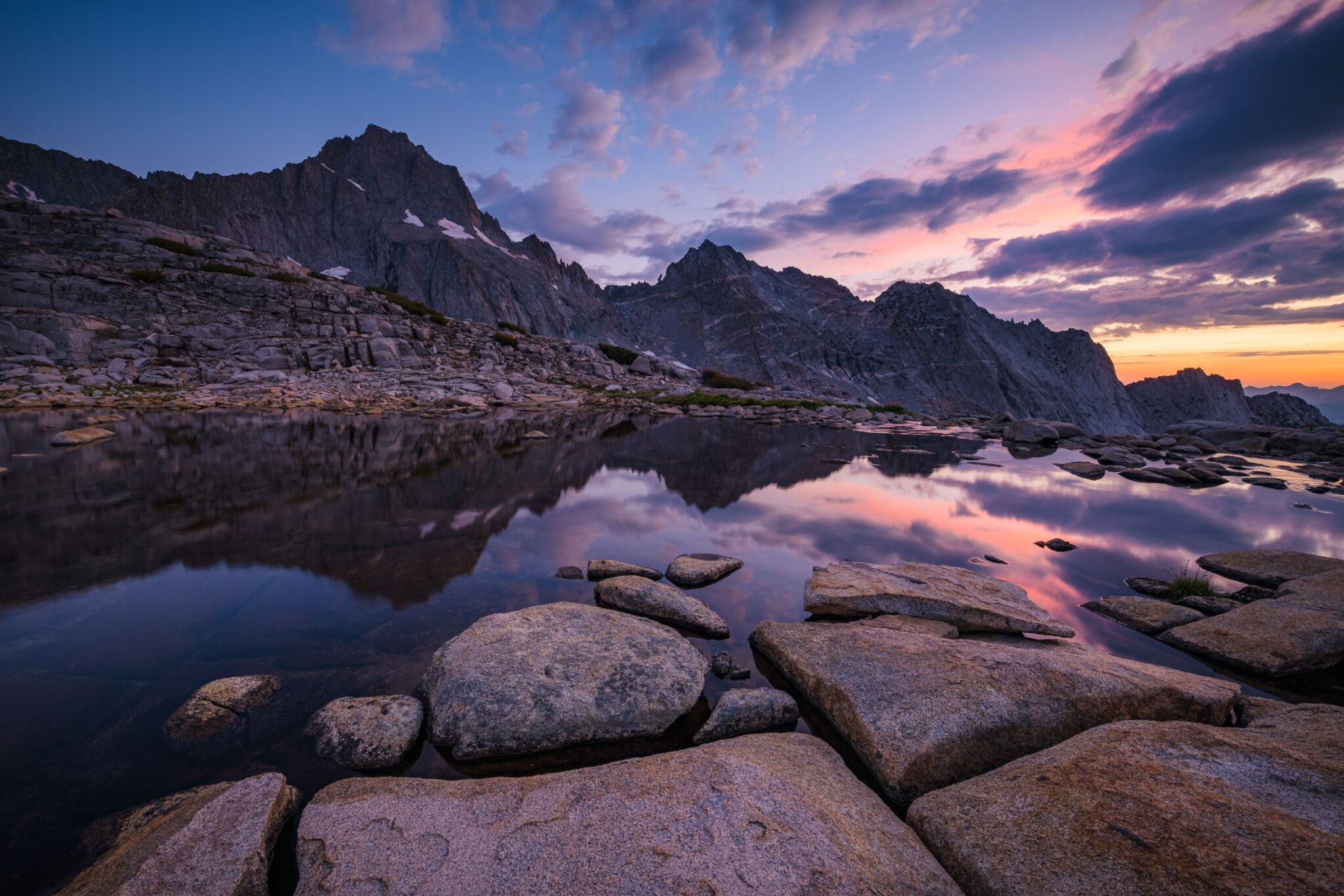 General 2048x1366 photography Joshua Cripps landscape depth of field reflection California USA outdoors nature sky sunlight sunset stones environment rocks river coast sunrise rock formation Dolomites mountains skyscape