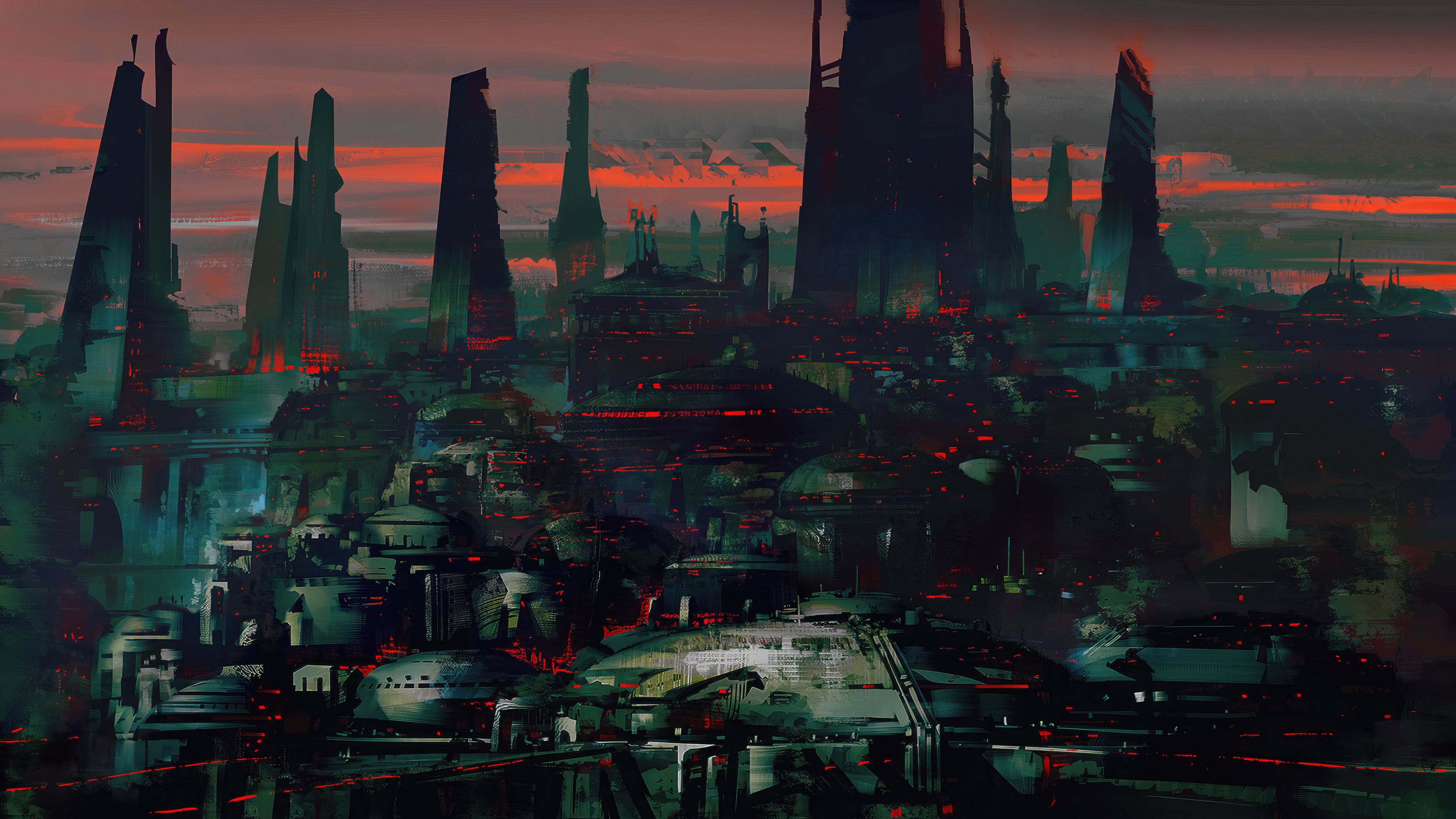 General 3840x2160 building urban city Eric Elwell abstract sunset digital art ark tower