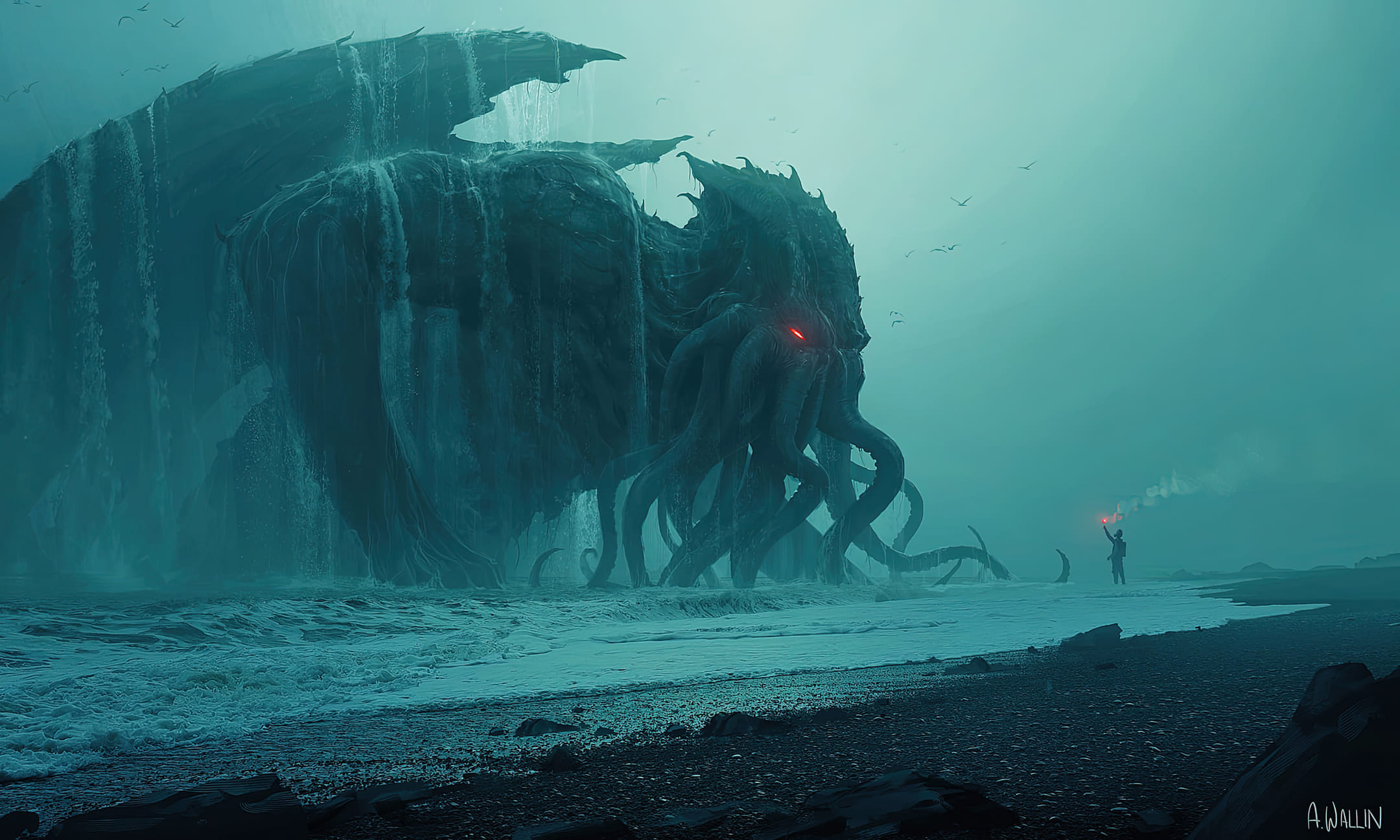 General 2160x1296 digital art painting drawing Cthulhu Andree Wallin