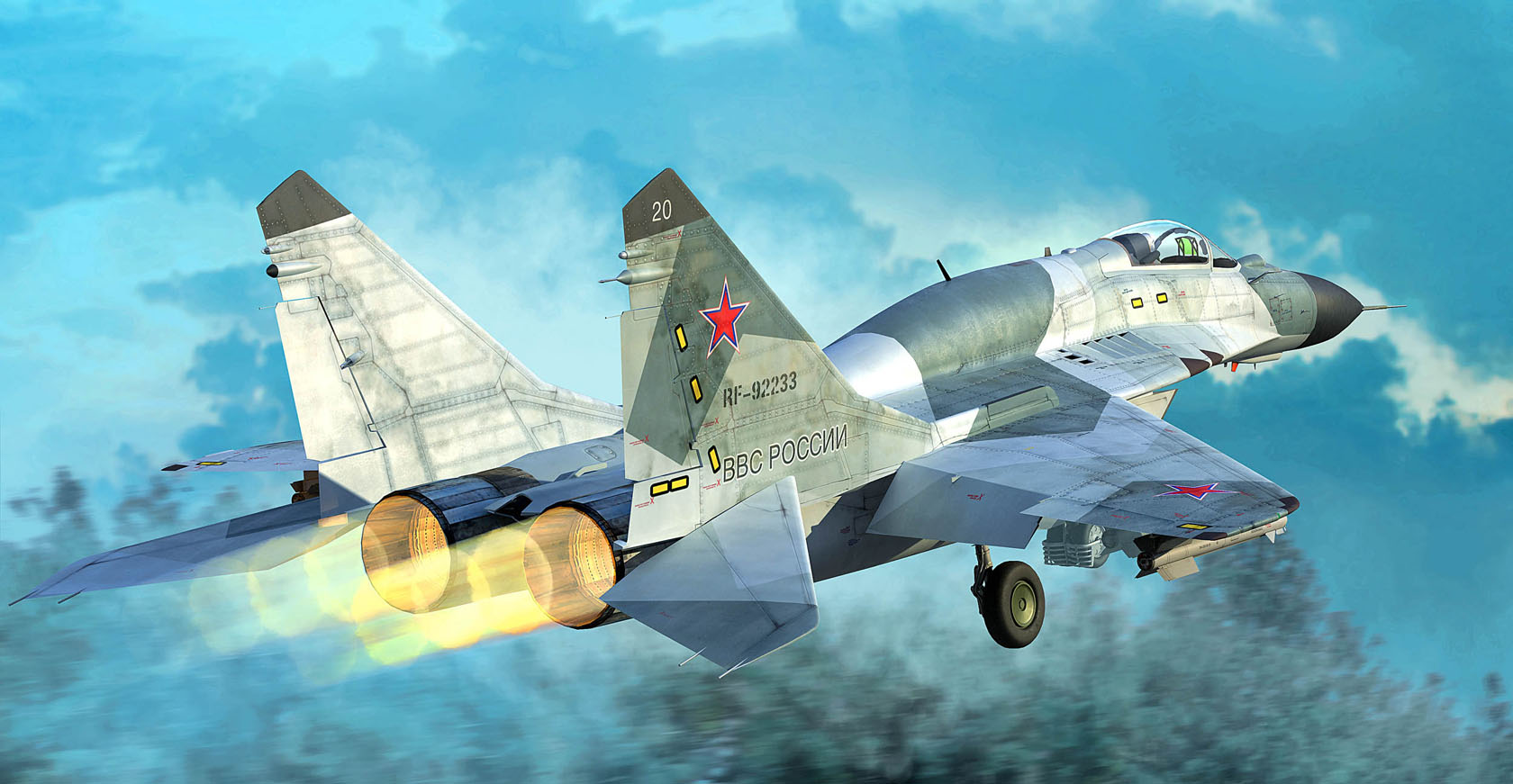 General 1680x871 aircraft flying military military vehicle artwork sky Mikoyan MiG-29 digital art Russian Air Force afterburner shock diamonds