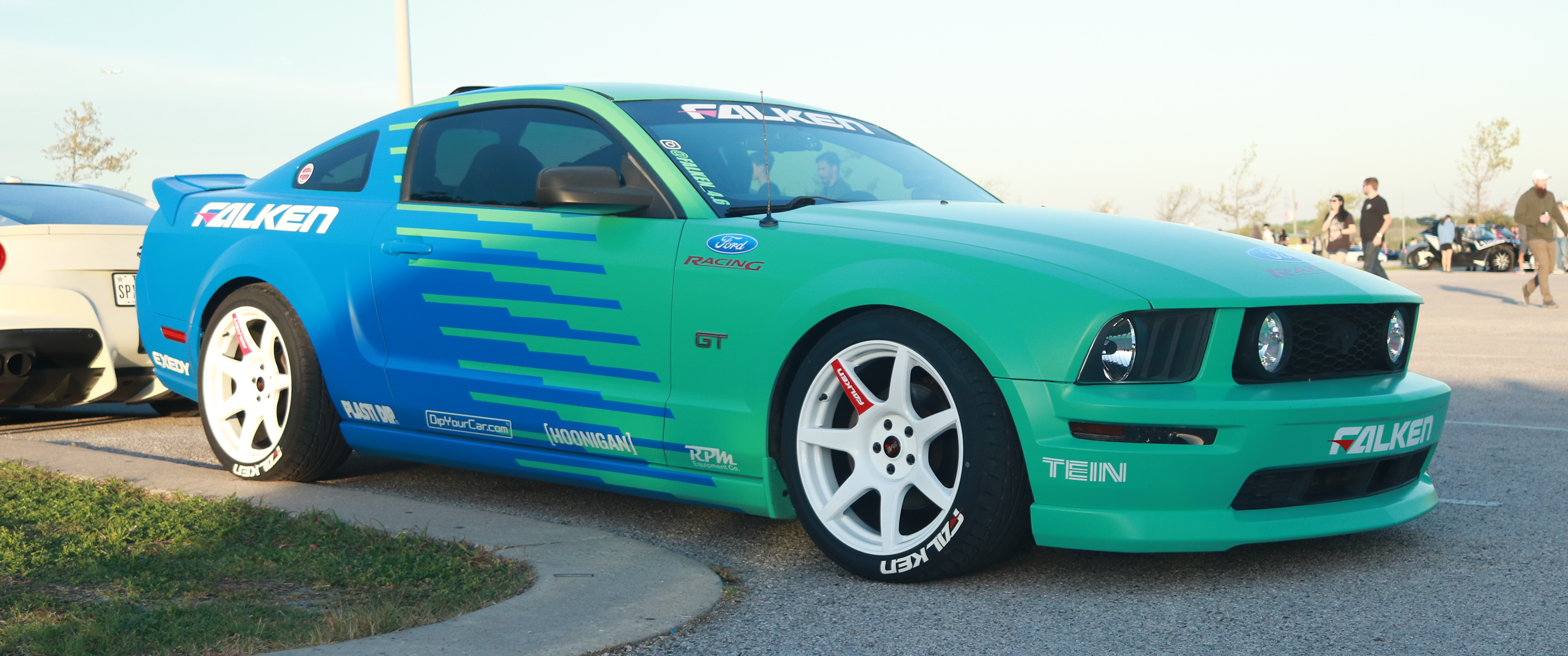 General 3440x1440 car stance (cars) Ford Mustang side view Ford livery muscle cars American cars Falken