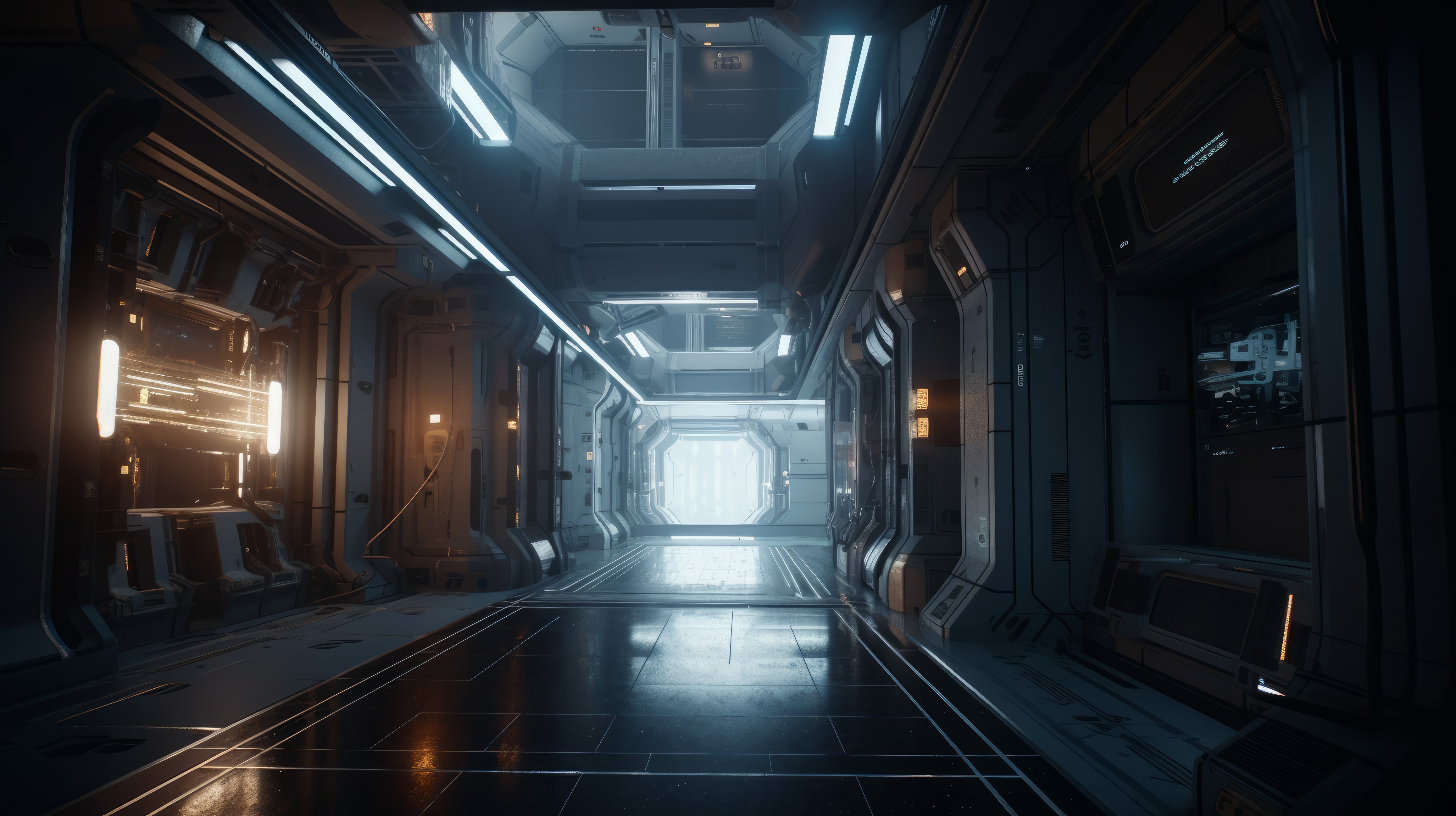 General 4630x2595 AI art science fiction liminal space station spaceship interior