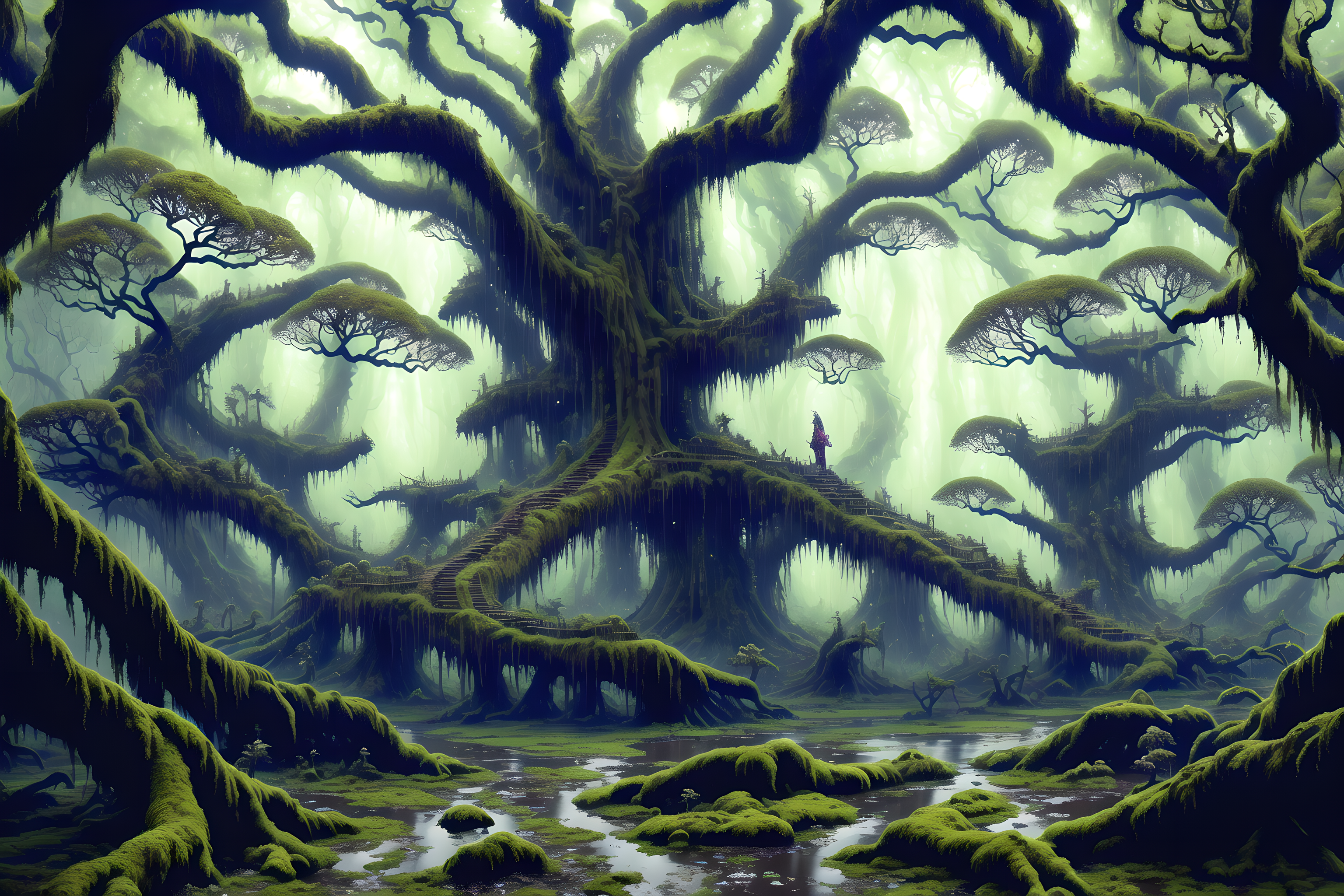 General 3072x2048 forest Forest of Liars forest of secrets Tenebria Halloween AI art Fable mud nature moss