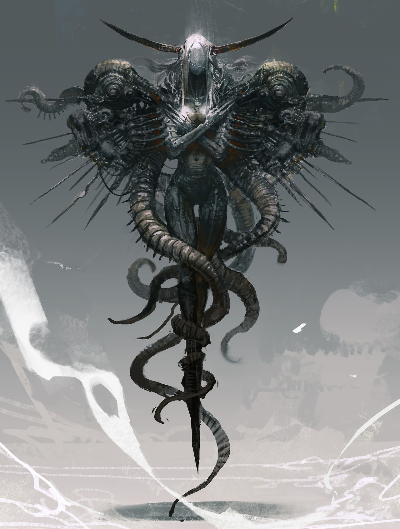 General 1280x1693 artwork creature horns tentacles