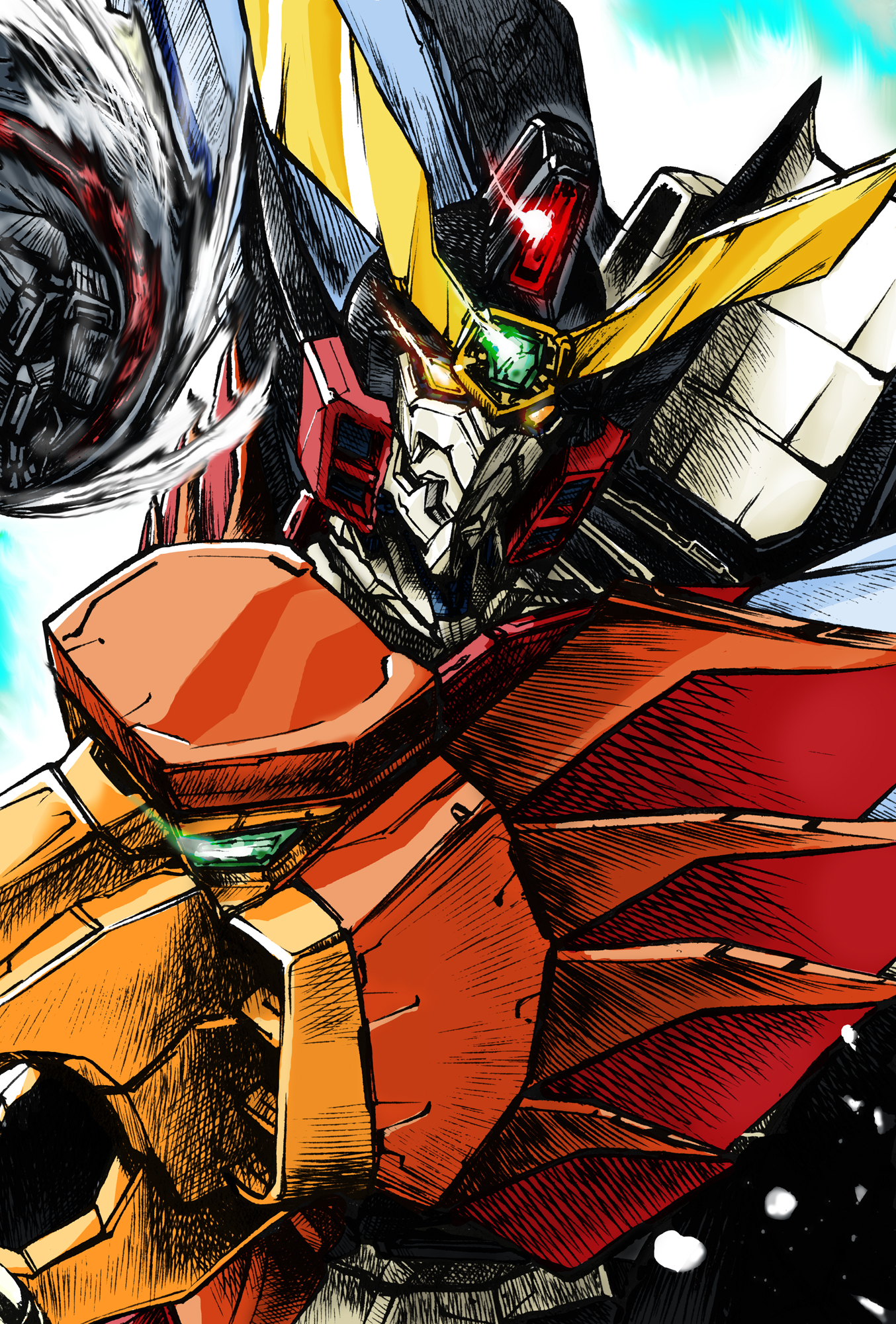 Anime 1354x2001 anime Super Robot Taisen The King of Braves Gaogaigar Gaogaigar artwork digital art fan art mechs