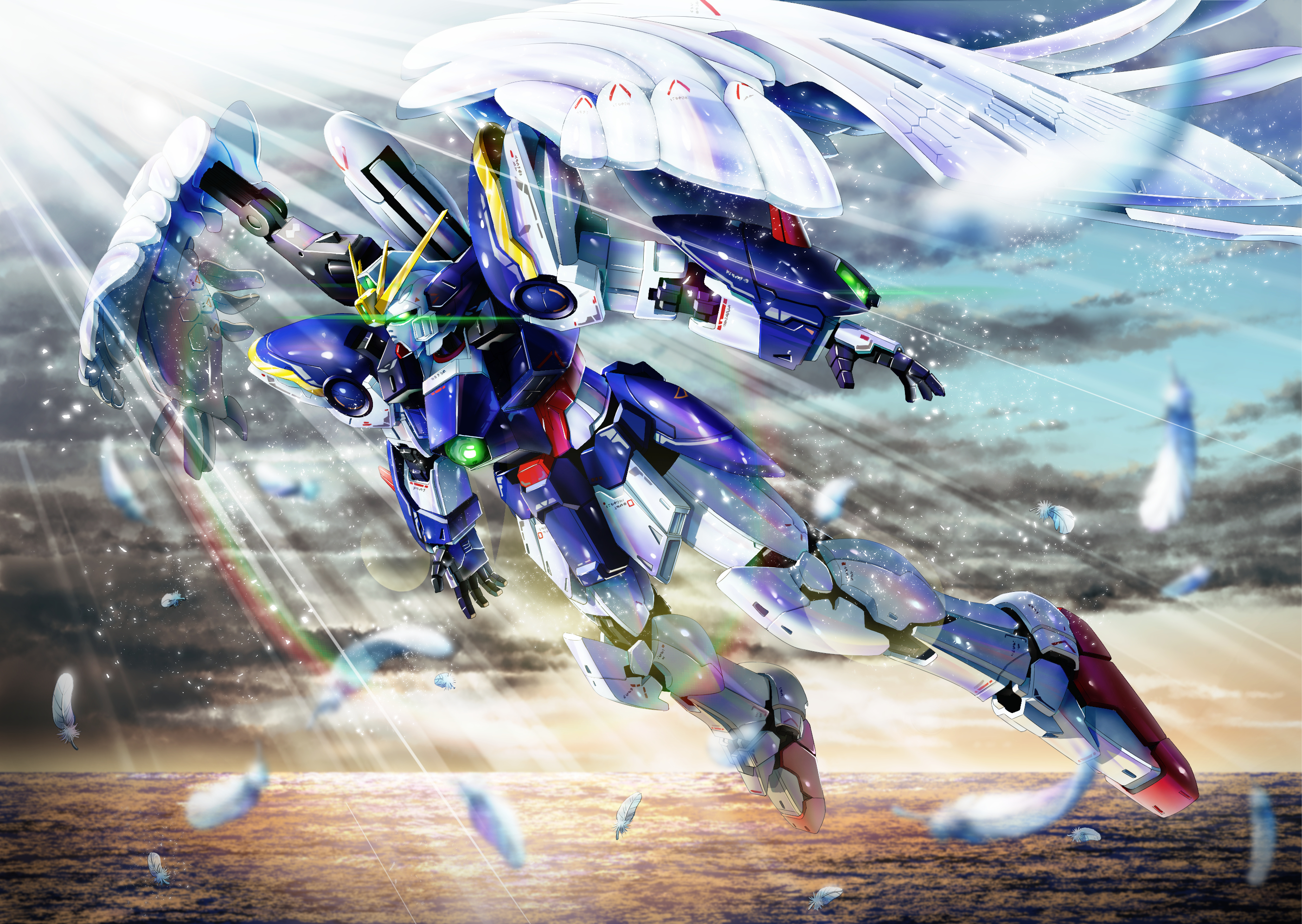 Anime 2807x1992 anime Gundam Mobile Suit Gundam Wing Wing Gundam Zero fan art digital art artwork mechs Super Robot Taisen
