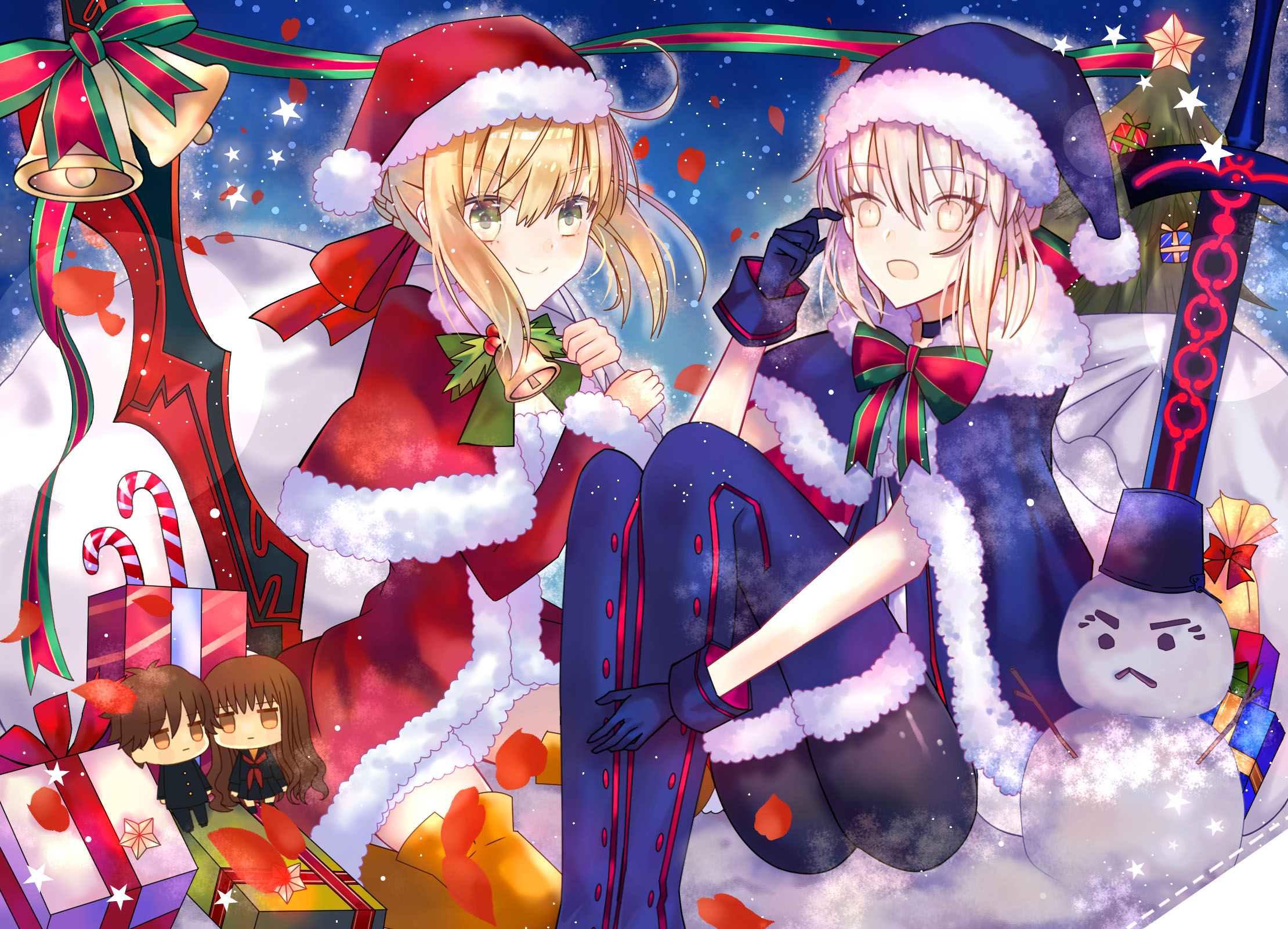 Anime 2220x1600 anime anime girls Fate series Fate/Grand Order Fate/Stay Night fate/stay night: heaven's feel Fate/Extra Fate/Extra CCC Santa hats Christmas Christmas clothes christmas dress Artoria Pendragon Saber Alter Nero Claudius artwork digital art fan art