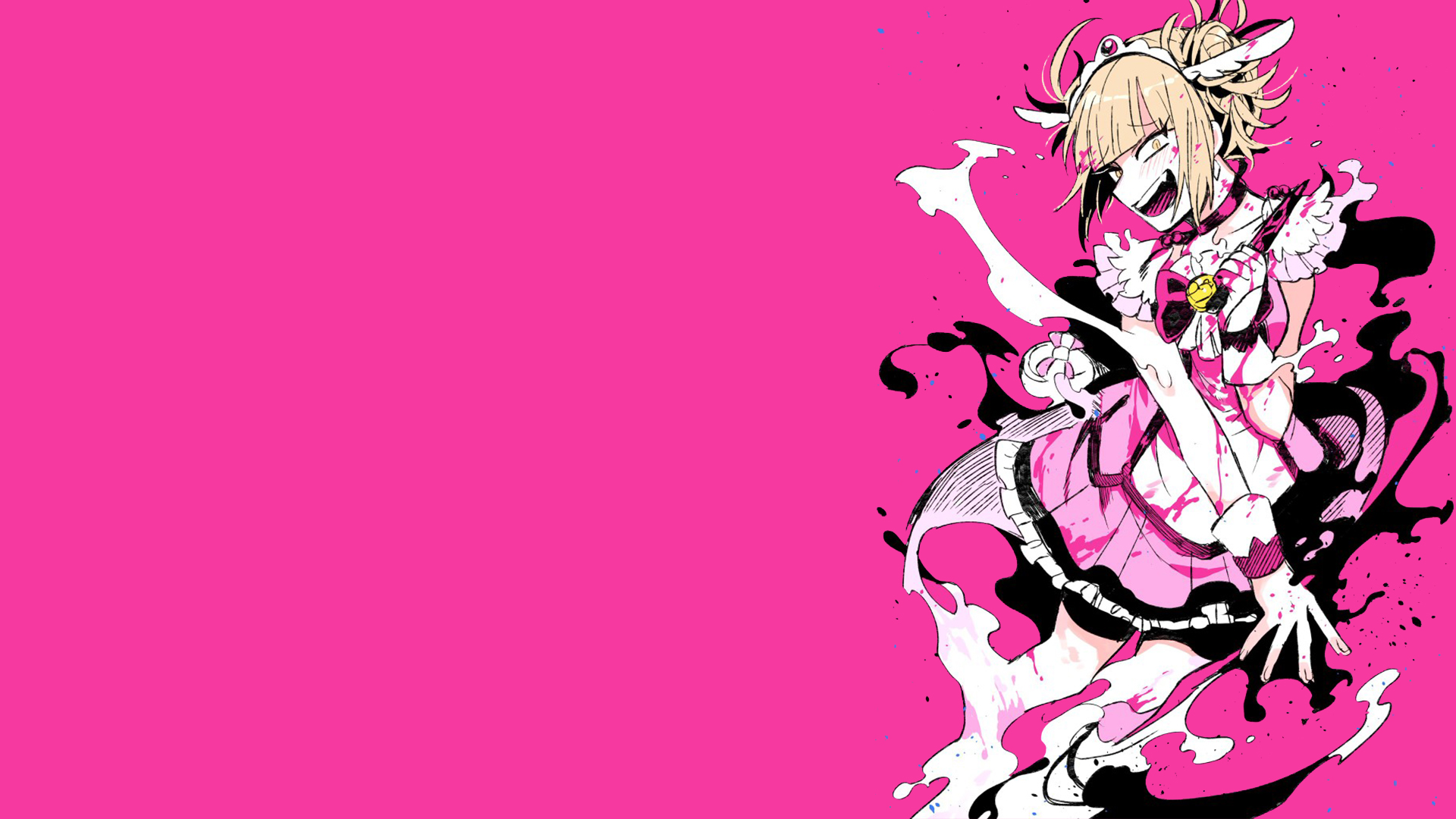 Anime 1920x1080 Boku no Hero Academia Himiko Toga pink background wacky dress anime girls anime open mouth blonde