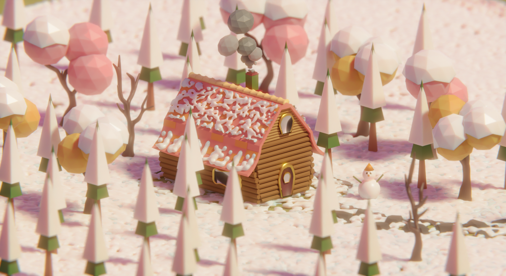 General 1980x1080 snow cabin trees winter isometric