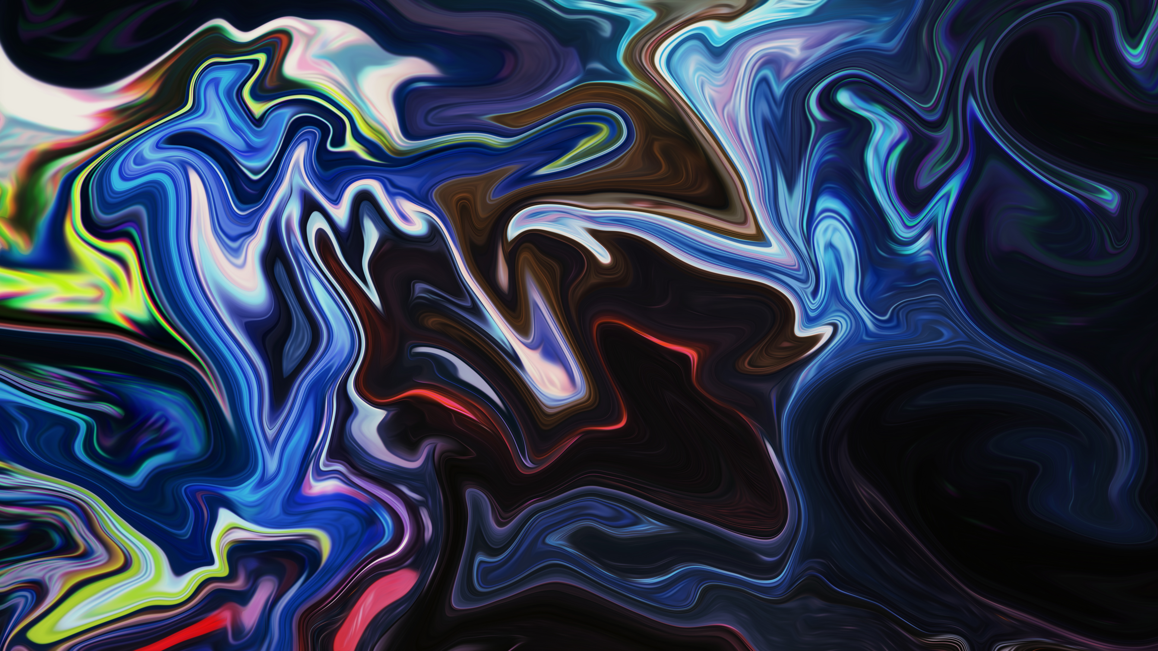 General 3840x2160 abstract shapes fluid liquid artwork digital art paint brushes neon 8 K