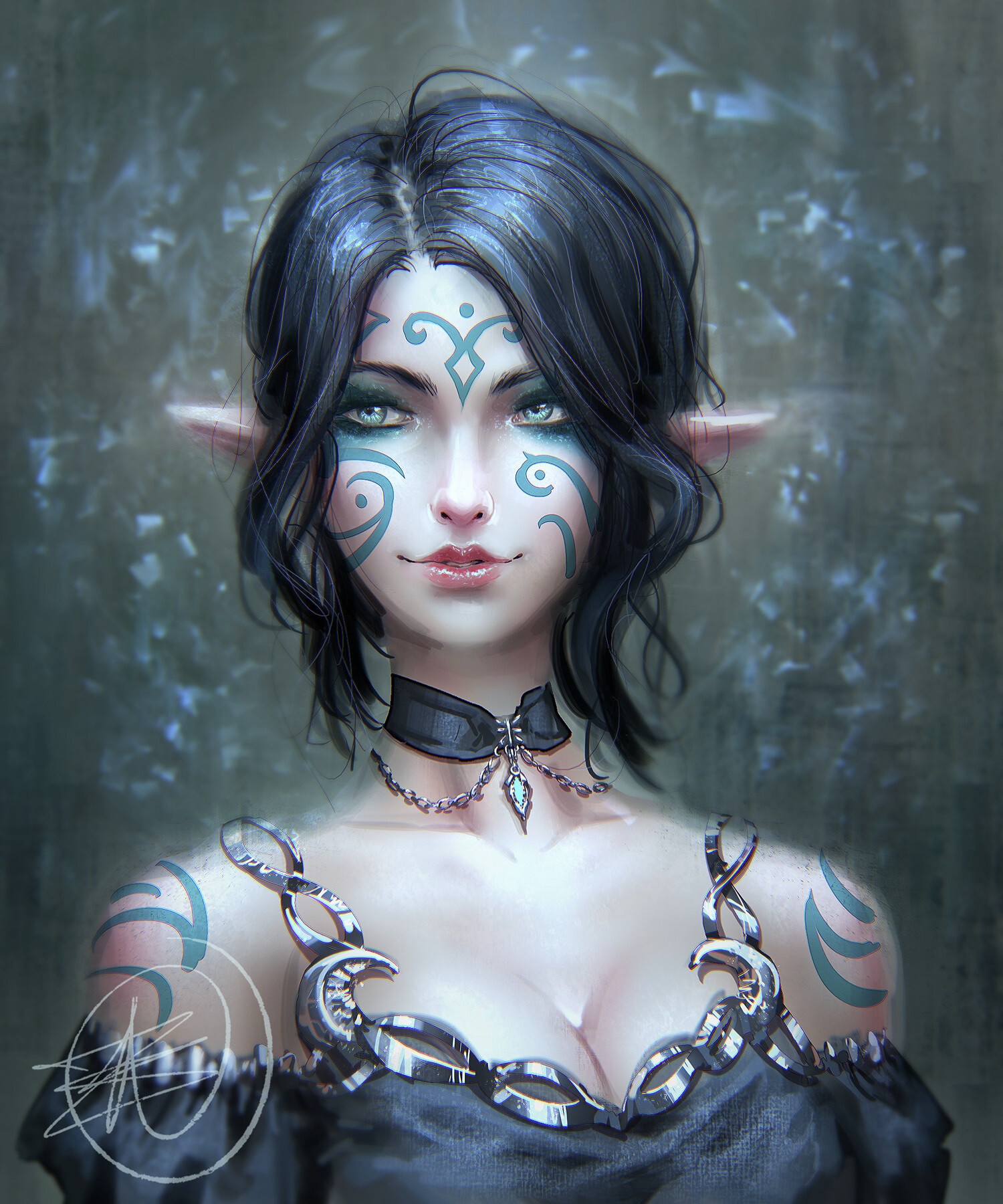 General 1500x1800 artwork fantasy art women elves dark hair pointy ears