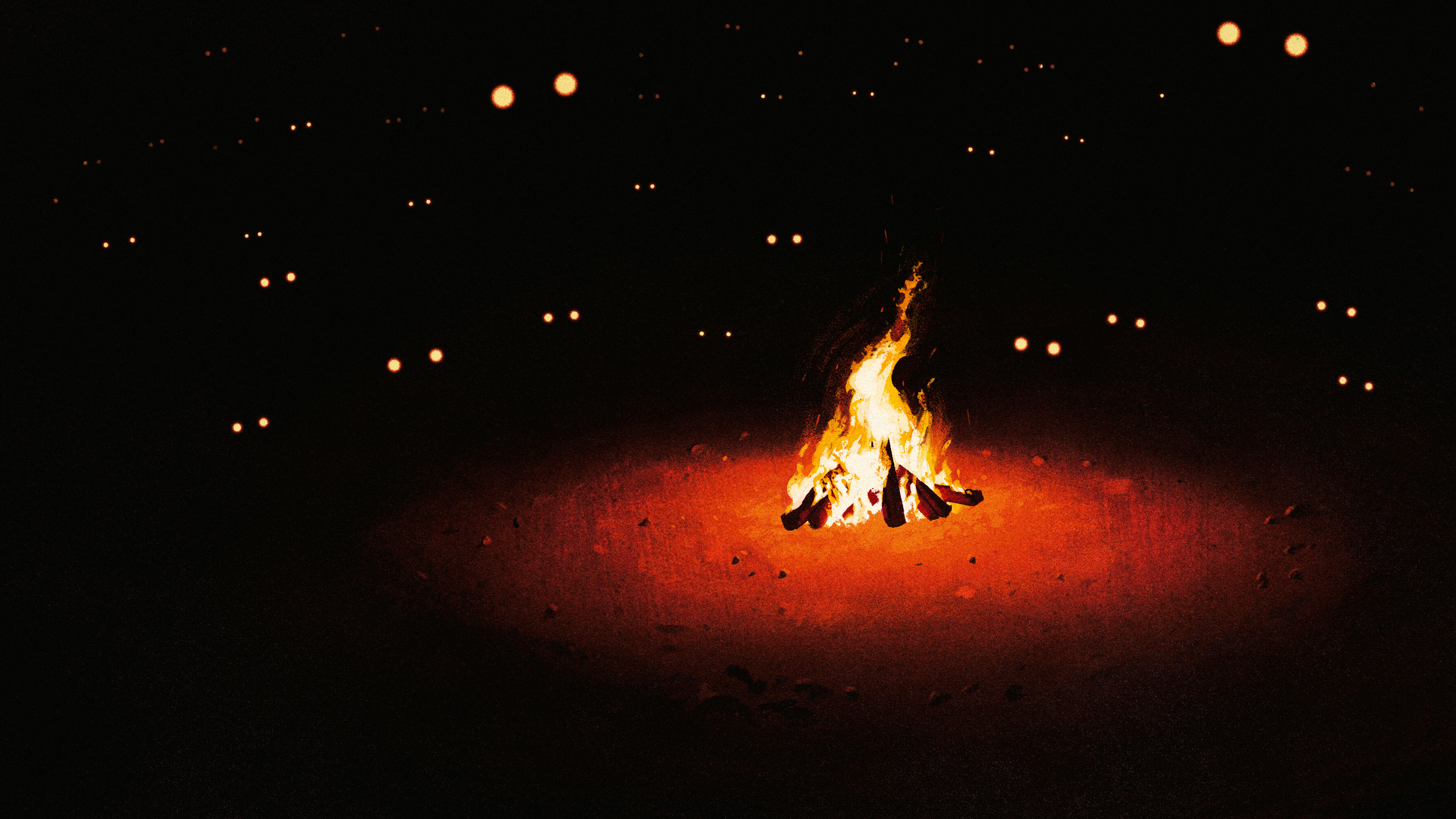 General 3840x2160 illustration fire burning eyes simple background black background artwork campfire Steam (software)