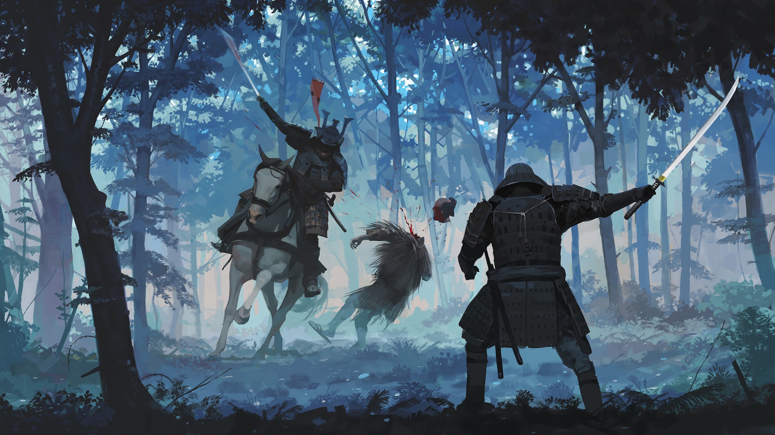 General 2560x1440 artwork fantasy art samurai