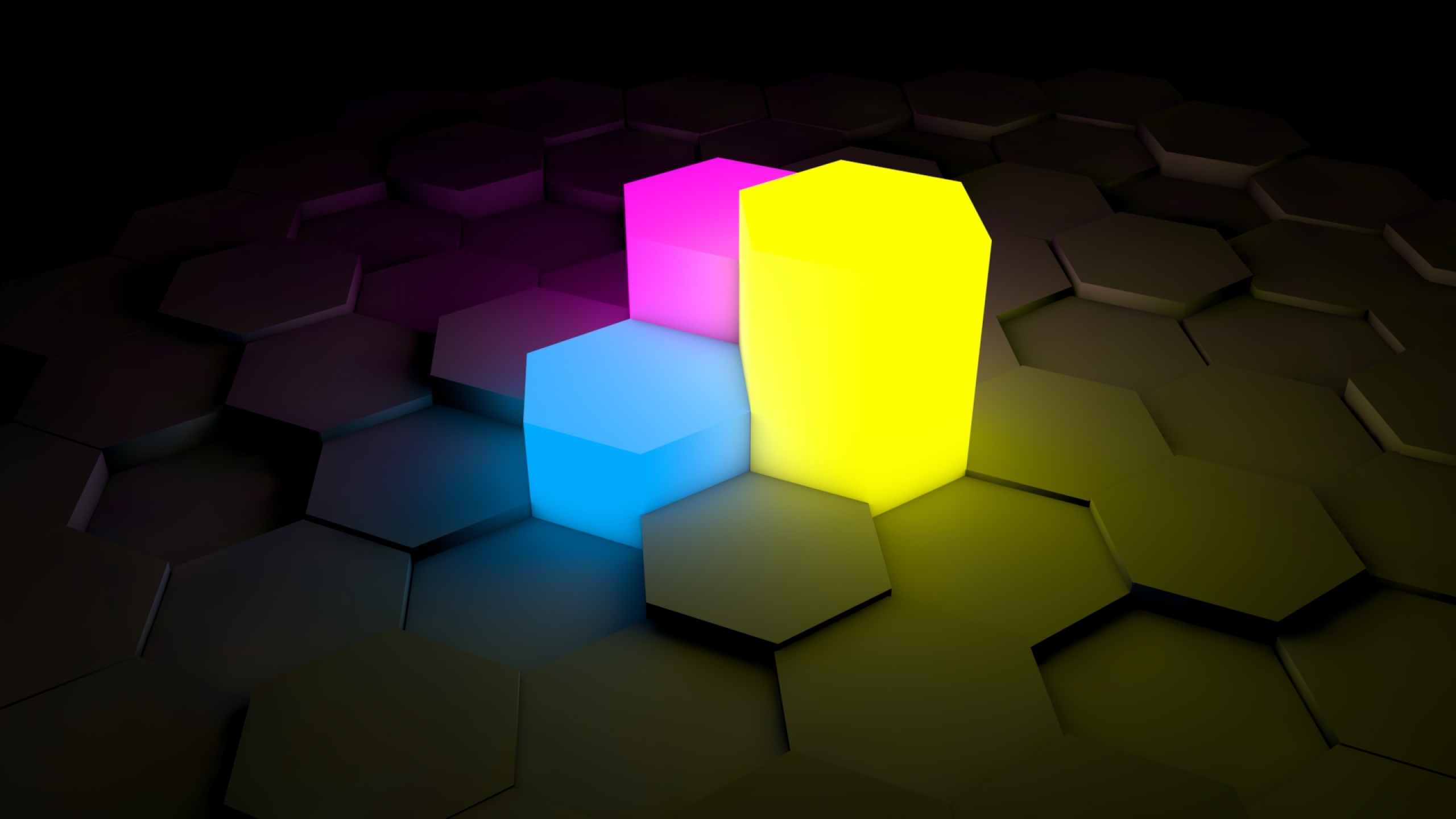 General 2560x1440 neon hexagon glowing 3D Abstract