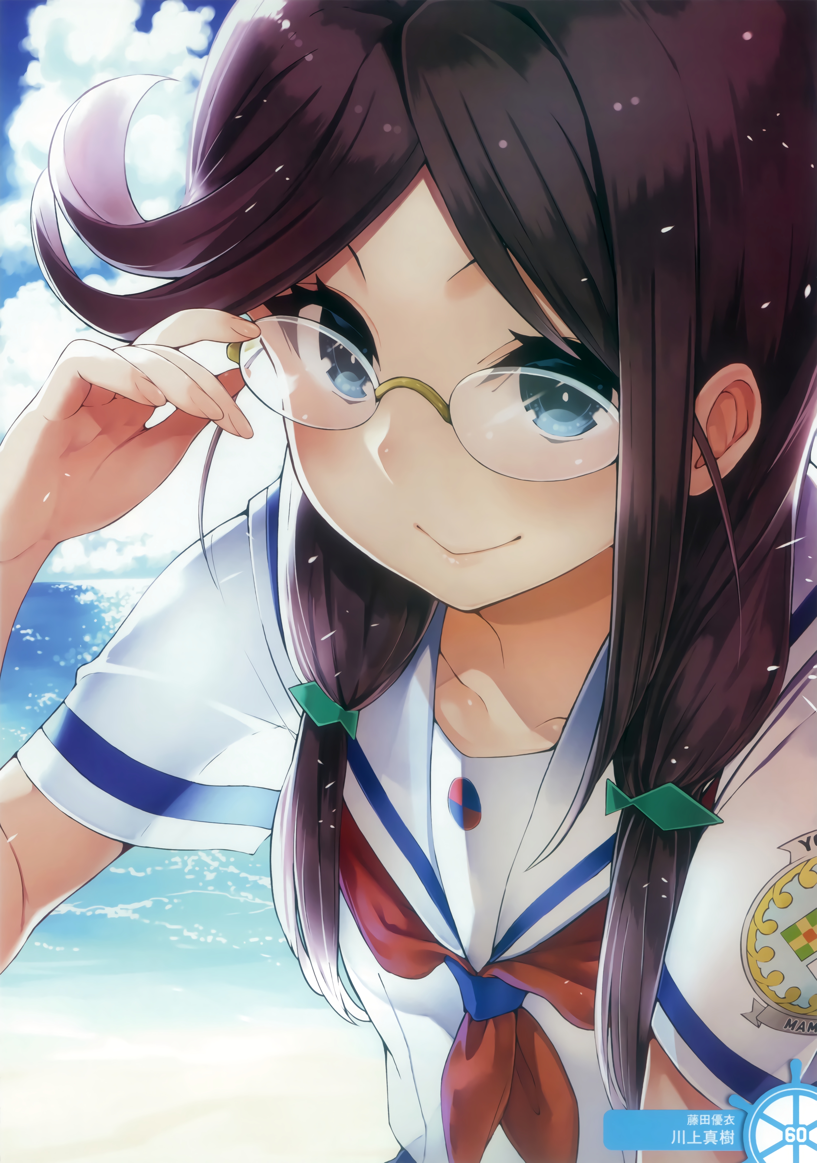 Anime 2700x3840 Kawakami Masaki glasses sailor uniform anime anime girls