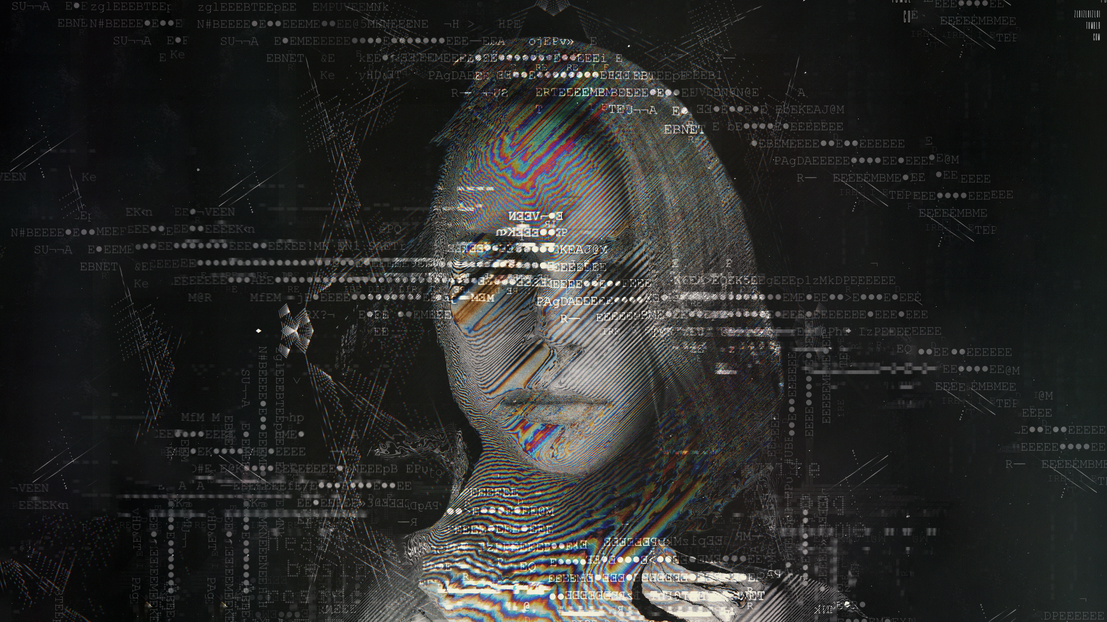 General 3840x2160 glitch art abstract cyberpunk women