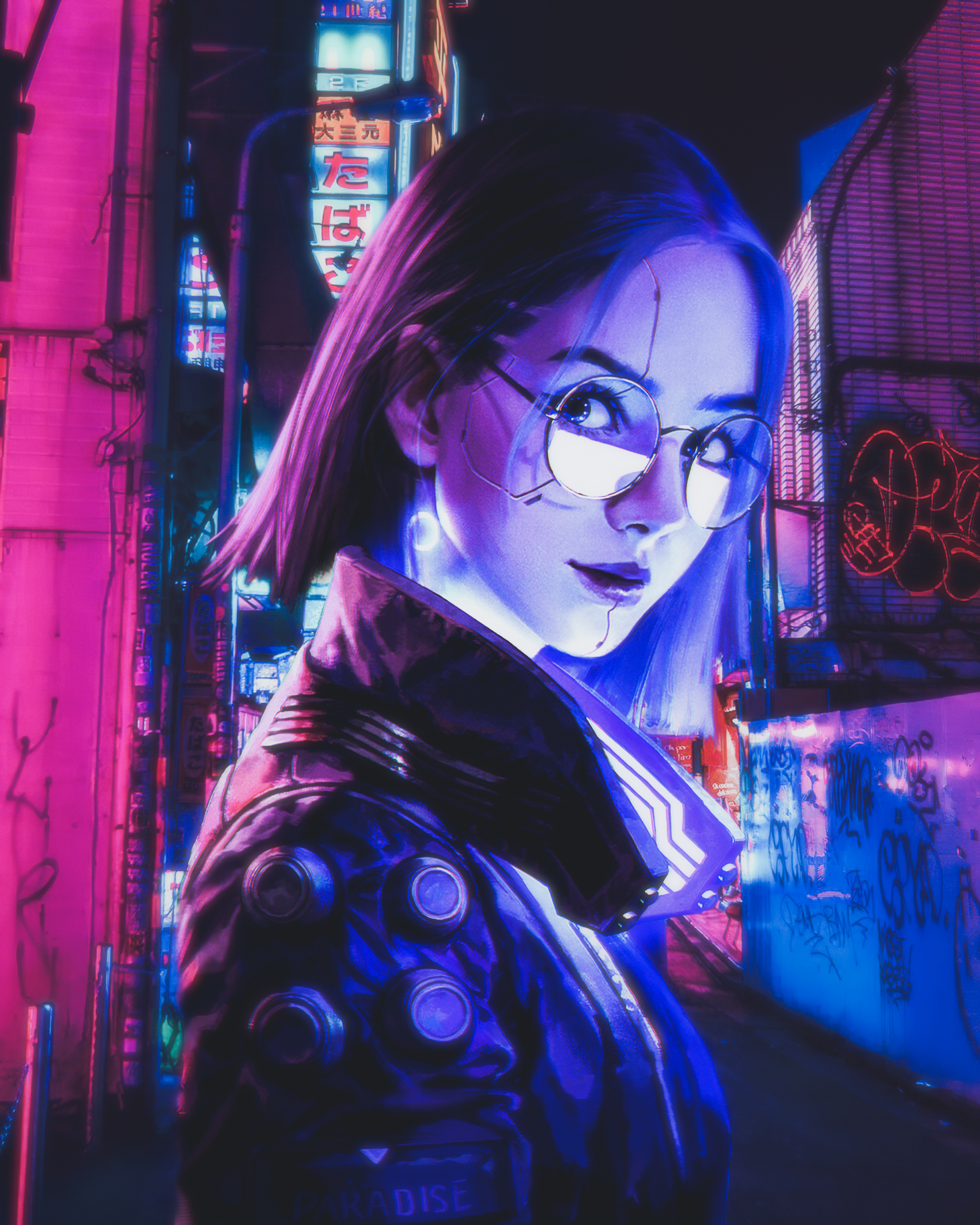 General 1920x2400 cyberpunk concept art neon purple light