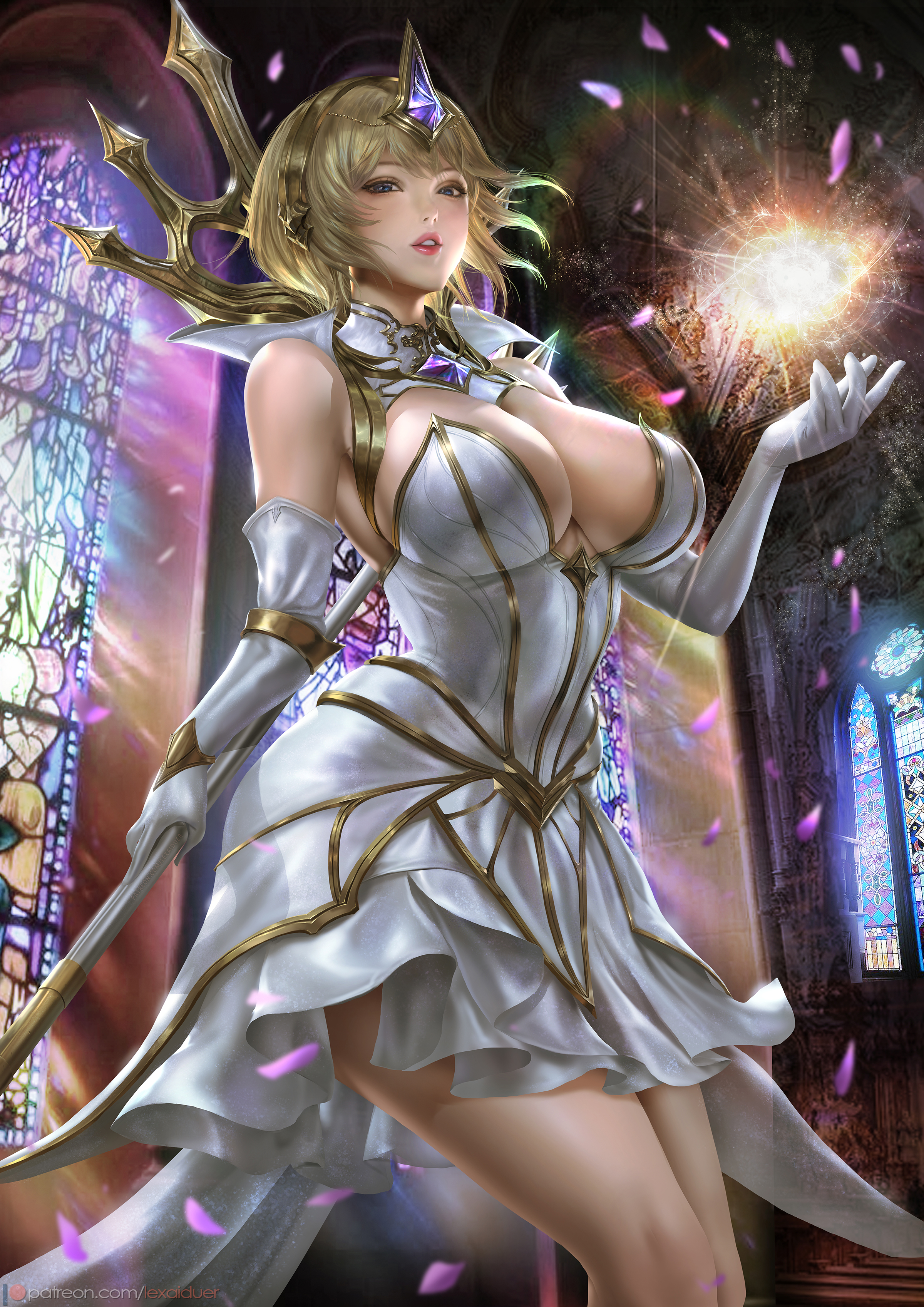Anime 2400x3395 Lexaiduer illustration fan art digital art big boobs Lux (League of Legends) League of Legends