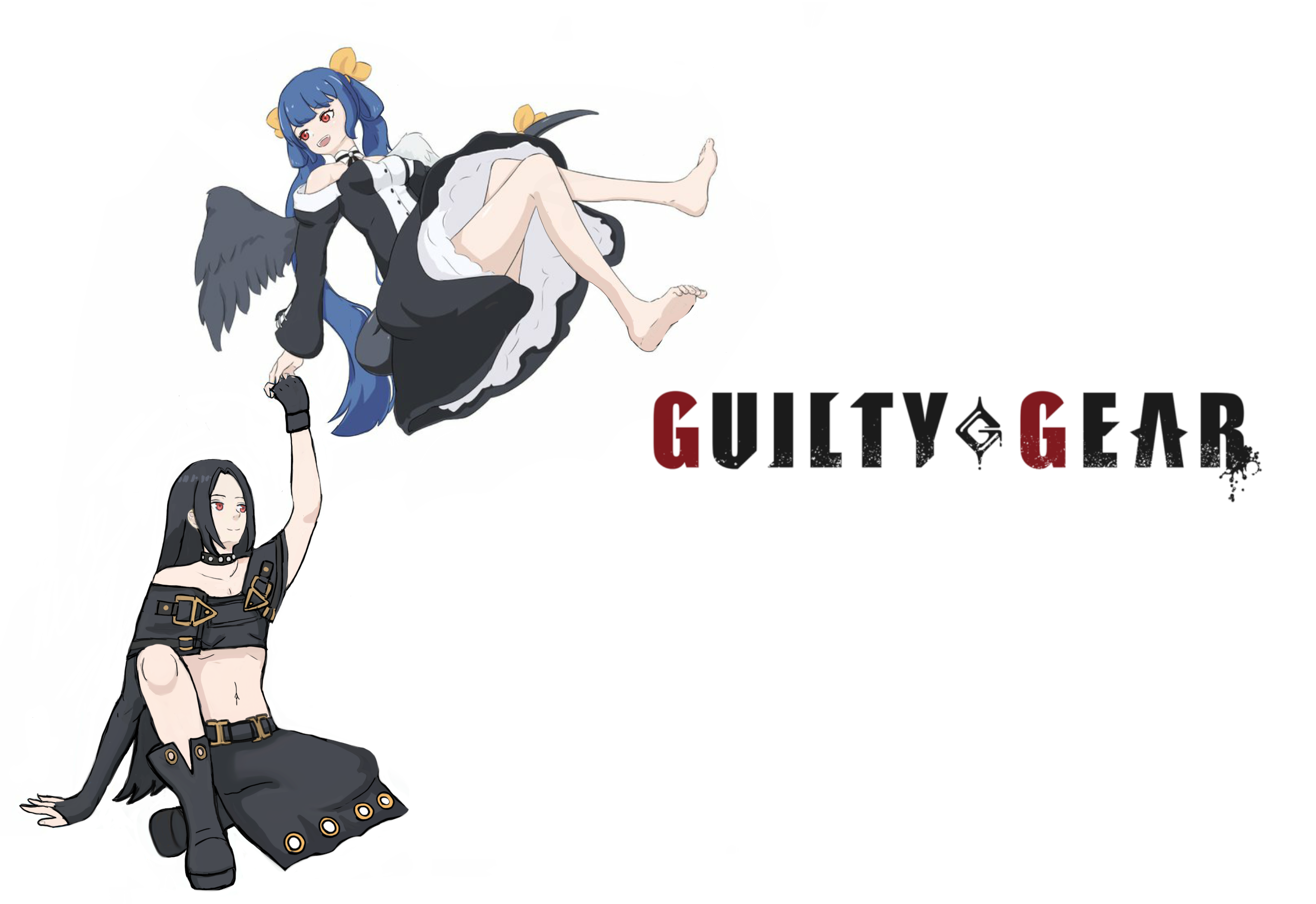 Anime 2560x1758 Guilty Gear Dizzy (Guilty Gear) anime games anime girl with wings Testament (guilty gear) couple women